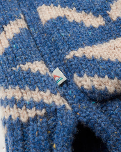 Snoozle Recycled Knitted Hooded Cardigan - Rich Navy - Flatlay