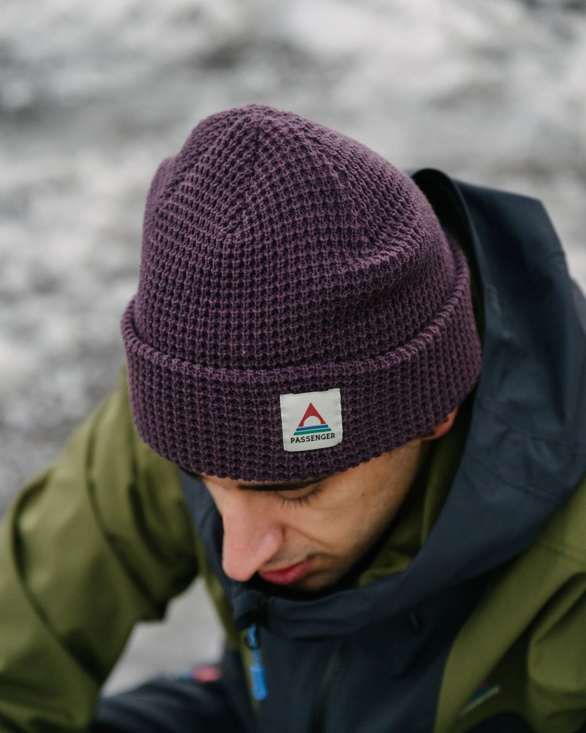 Male_Moss Recycled Double Layer Waffle Beanie - Deep Plum