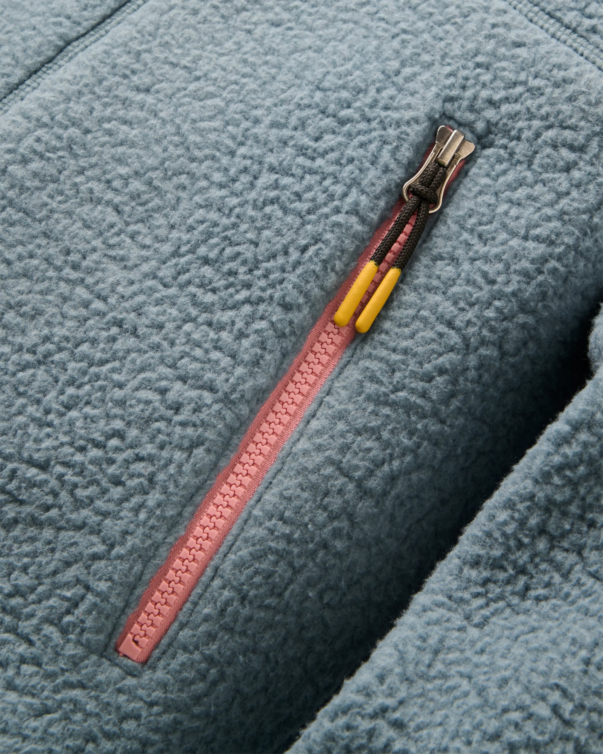 Home Full Zip Hooded Sherpa Fleece - Stormy Blue - Flatlay
