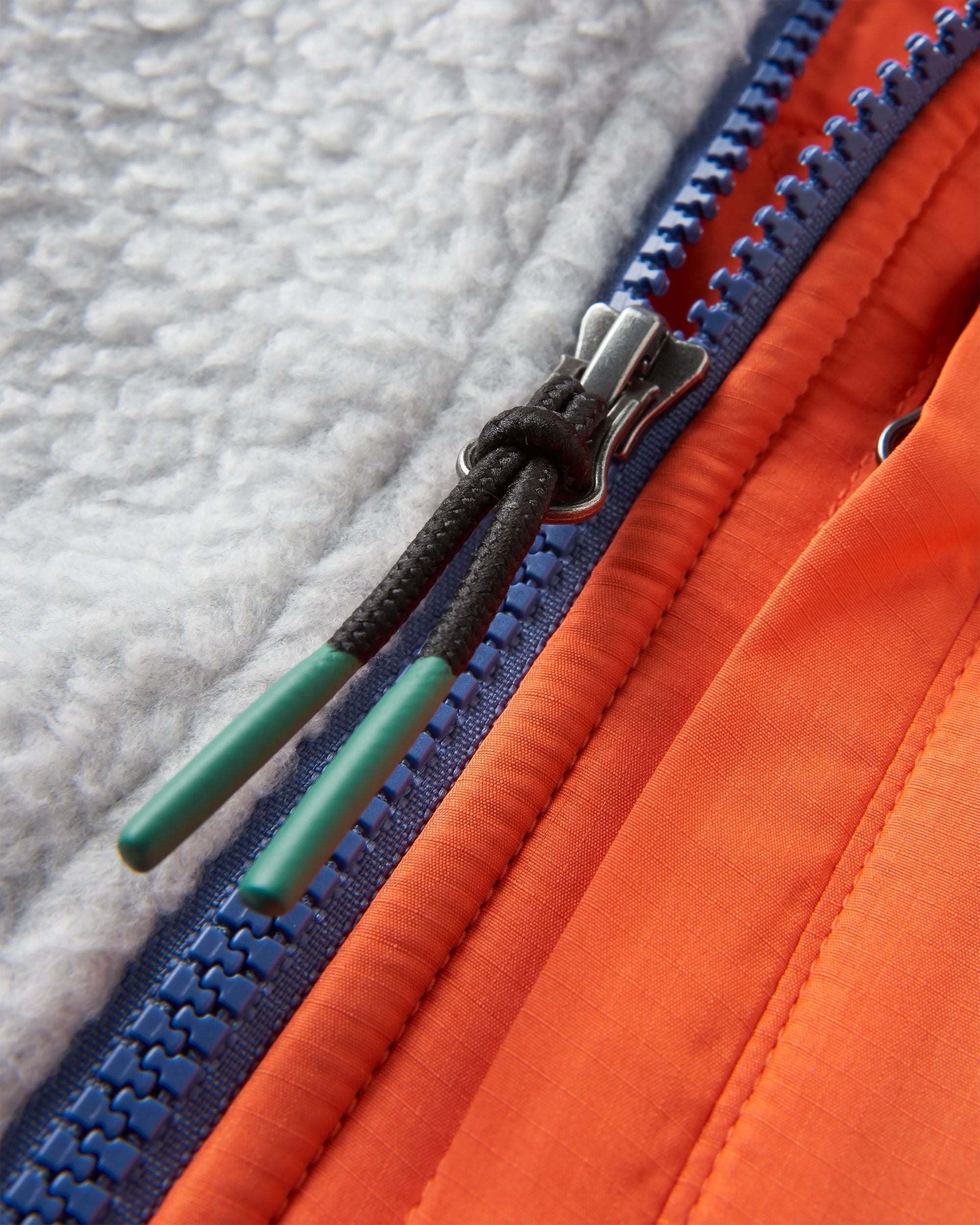 Home Recycled Sherpa Fleece - Grey Marl/Dark Denim - Flatlay