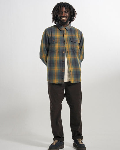 Barren Wool Blend Overshirt - Dusty Ochre/Charcoal Check - Studio Model