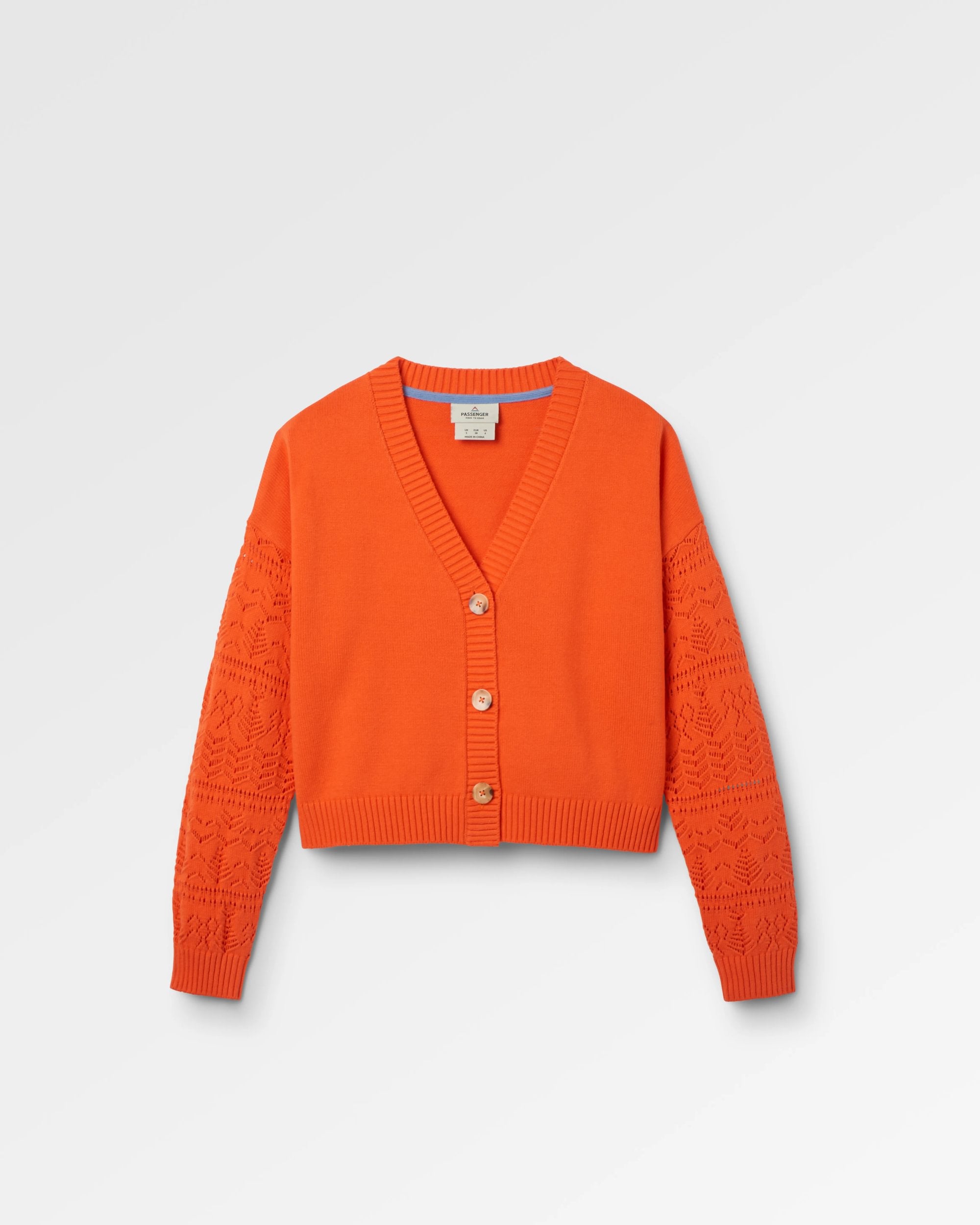 Grace Open Knit Cardigan - Ember Orange - Flatlay