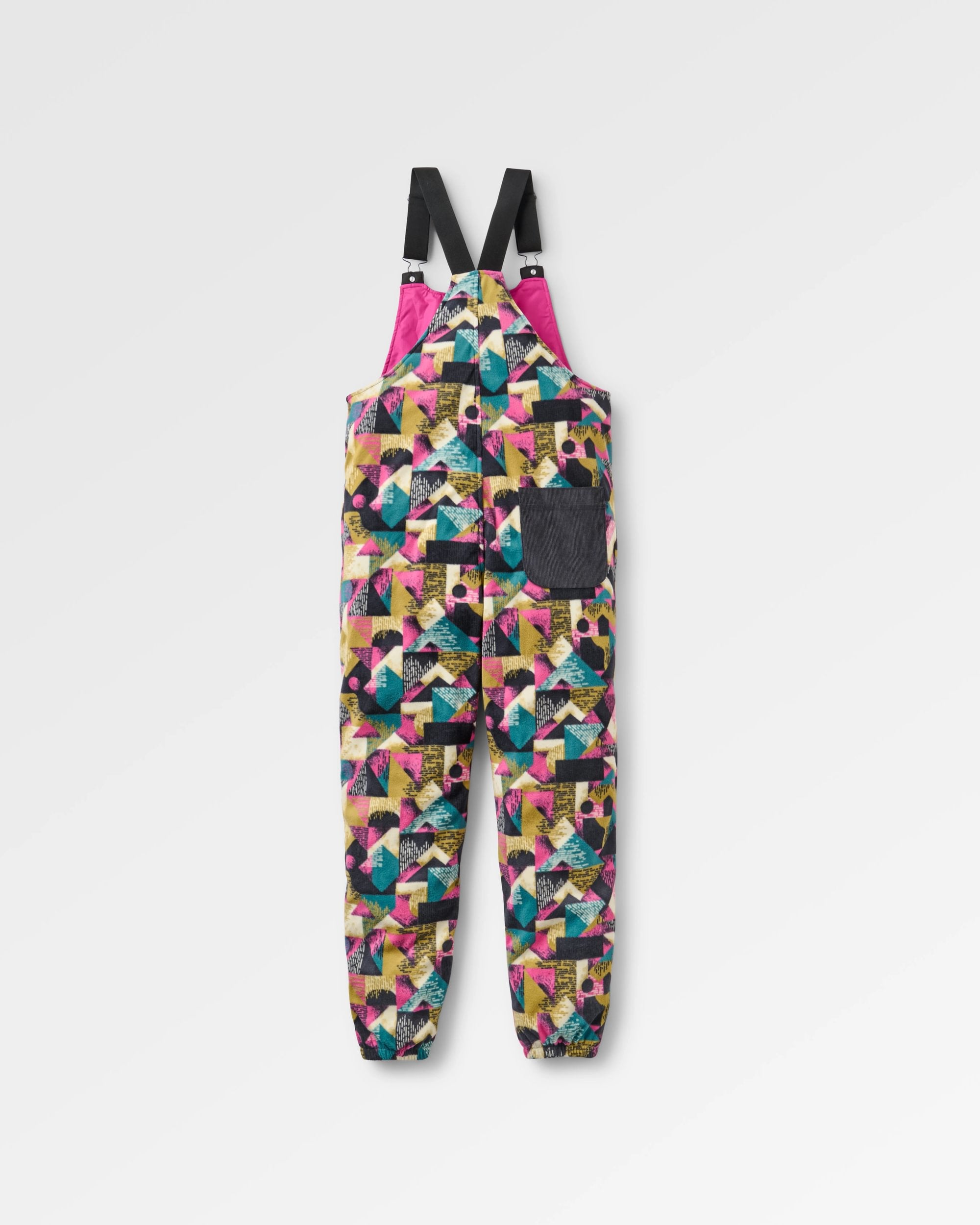 Ace Recycled Polar Fleece Dungarees - Mosaic Mountain Charcoal - Flatlay