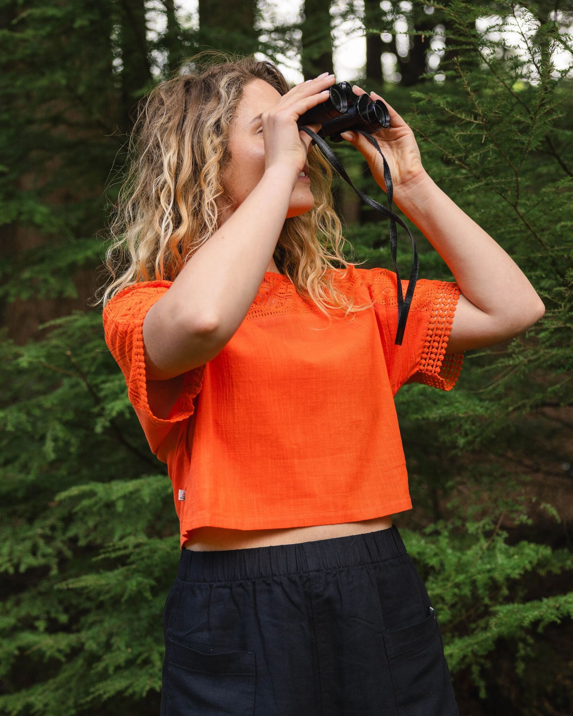 Flurry Woven Top - Ember Orange - Lifestyle