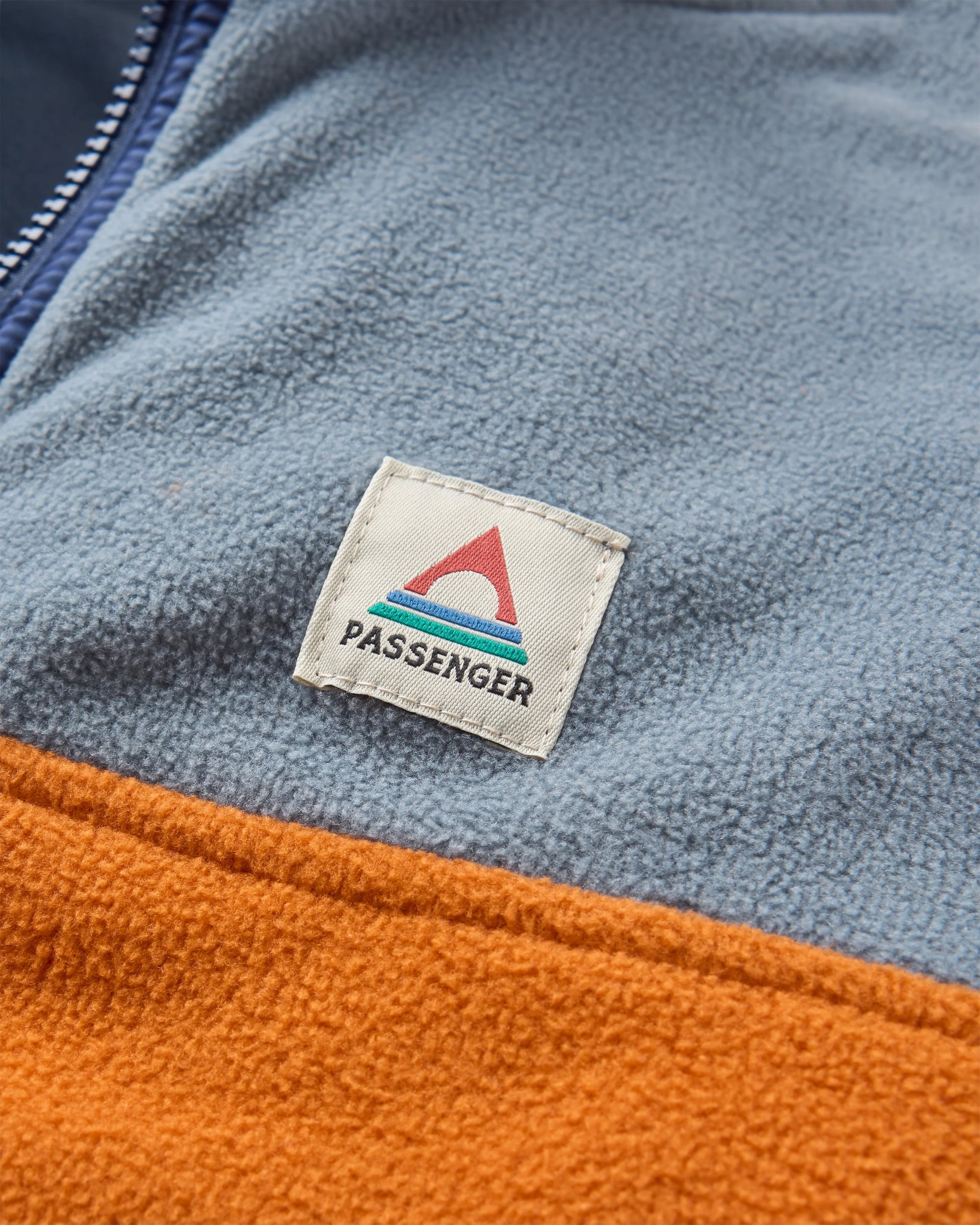 Set Off Recycled Polar 1/4 Zip Fleece - Sunset Orange/Storm Grey - Flatlay