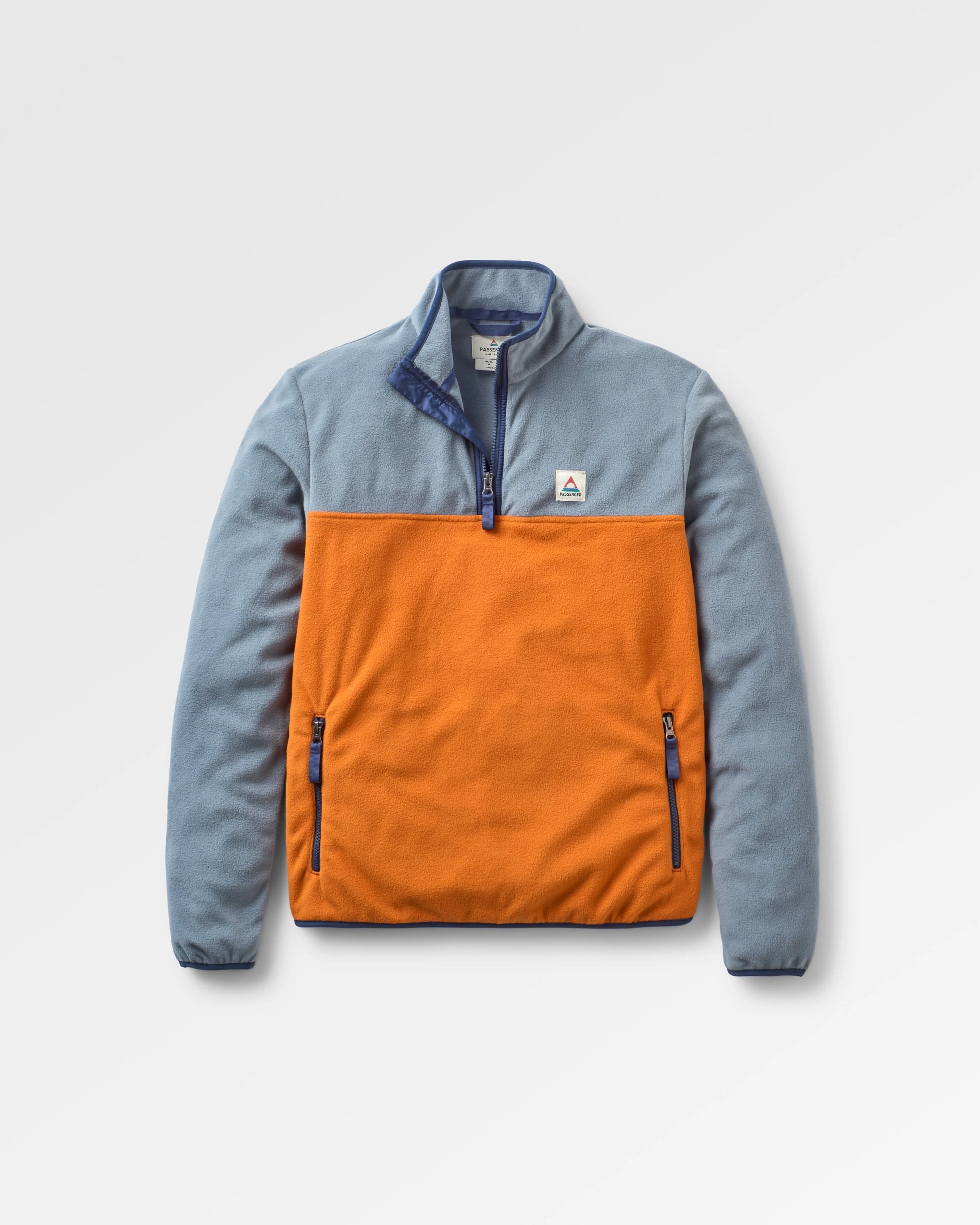 Set Off Recycled Polar 1/4 Zip Fleece - Sunset Orange/Storm Grey - Flatlay