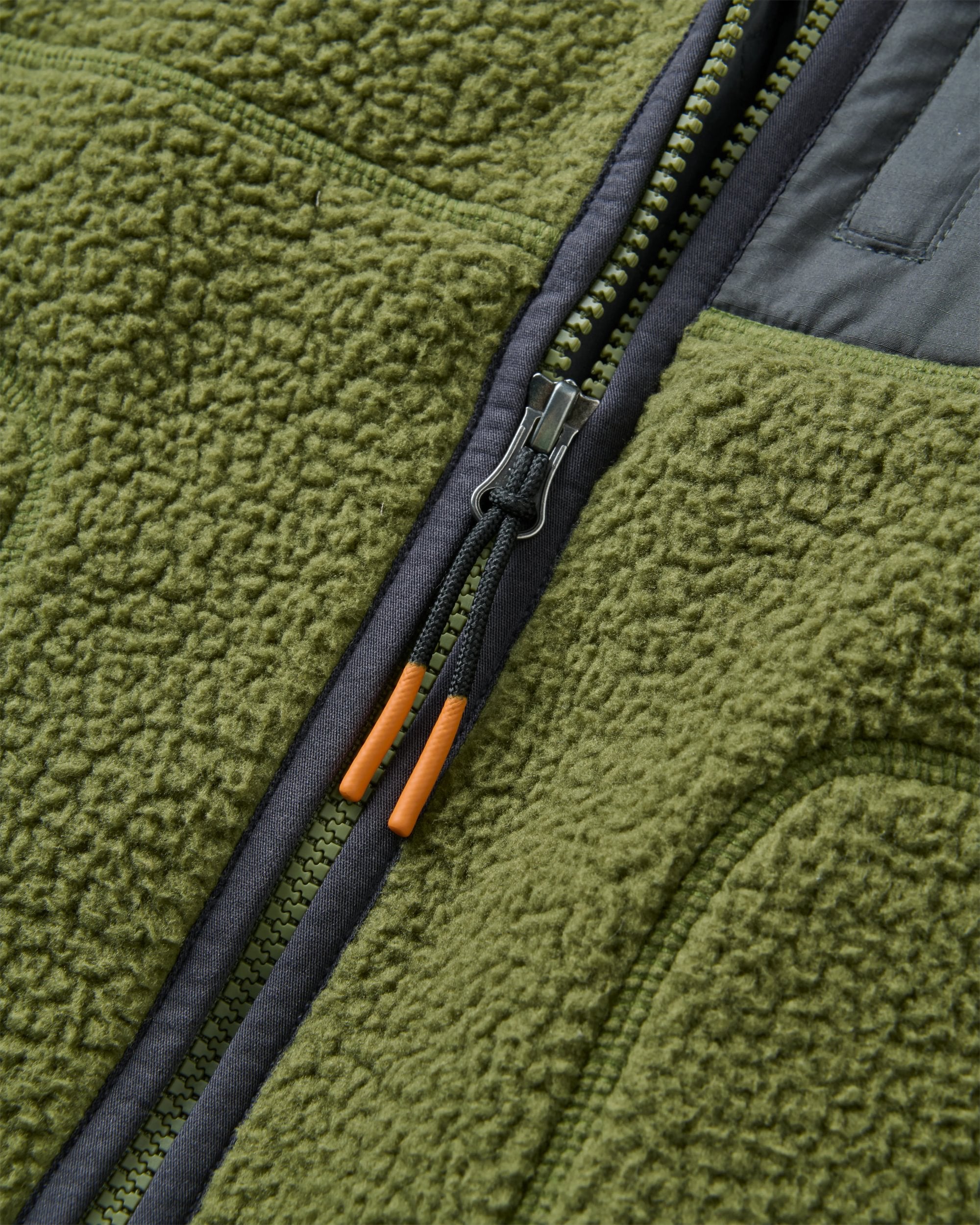 Offgrid Full Zip Hooded Sherpa Fleece - Khaki - Flatlay