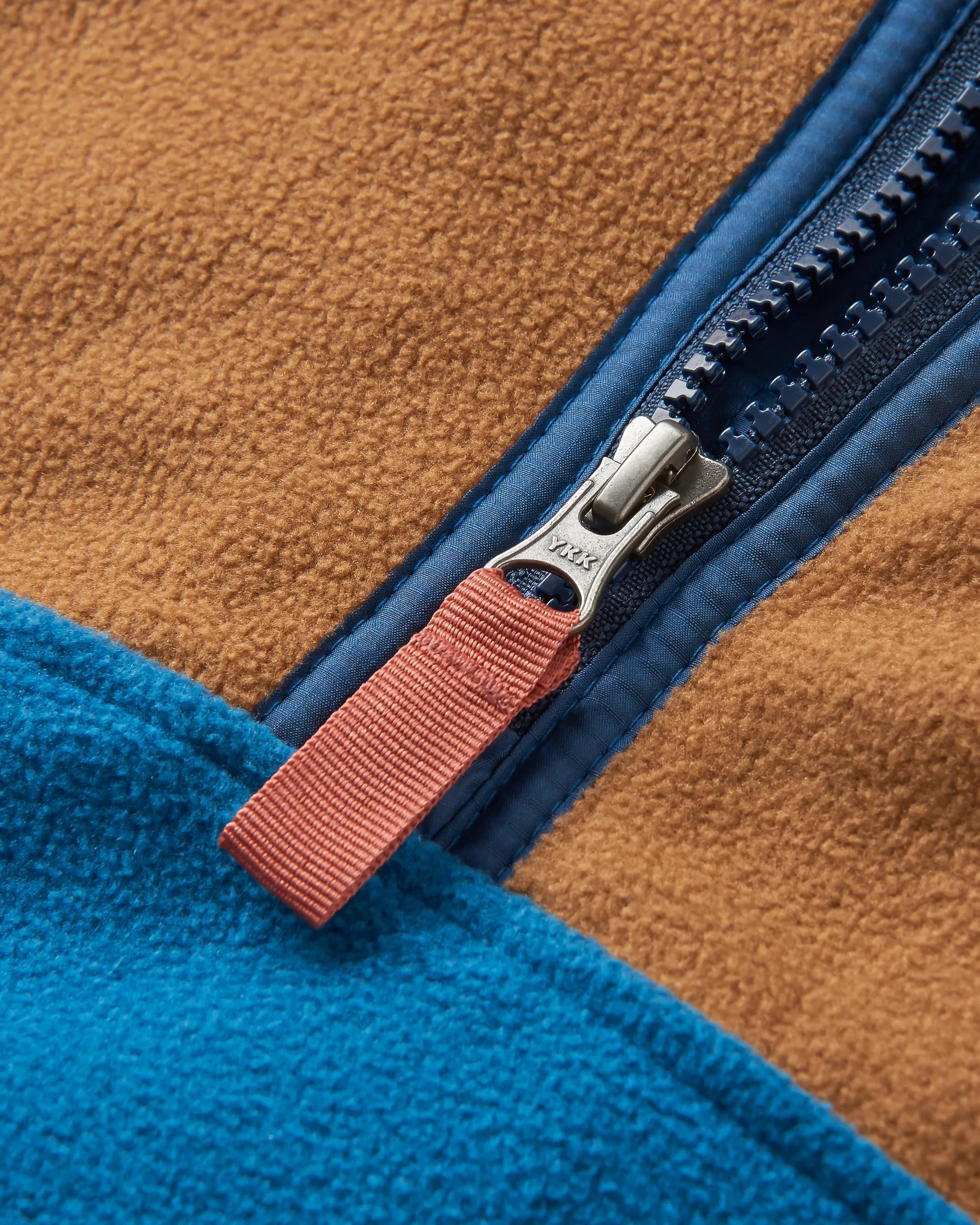 Set Off Recycled Polar Hooded Fleece - Toffee/Blue Steel