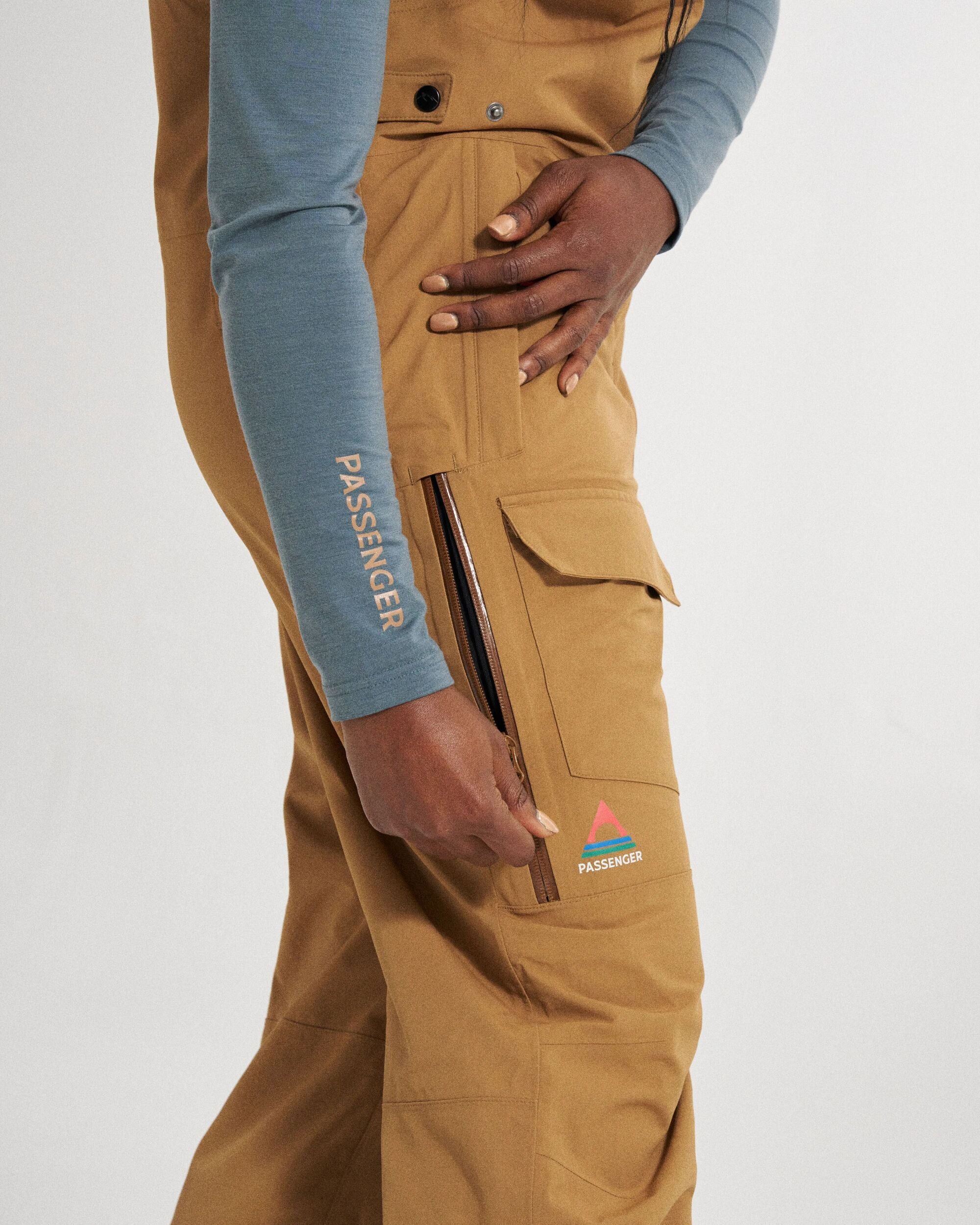 Snowscape Women's Recycled Bibpant - Toffee - Studio Model