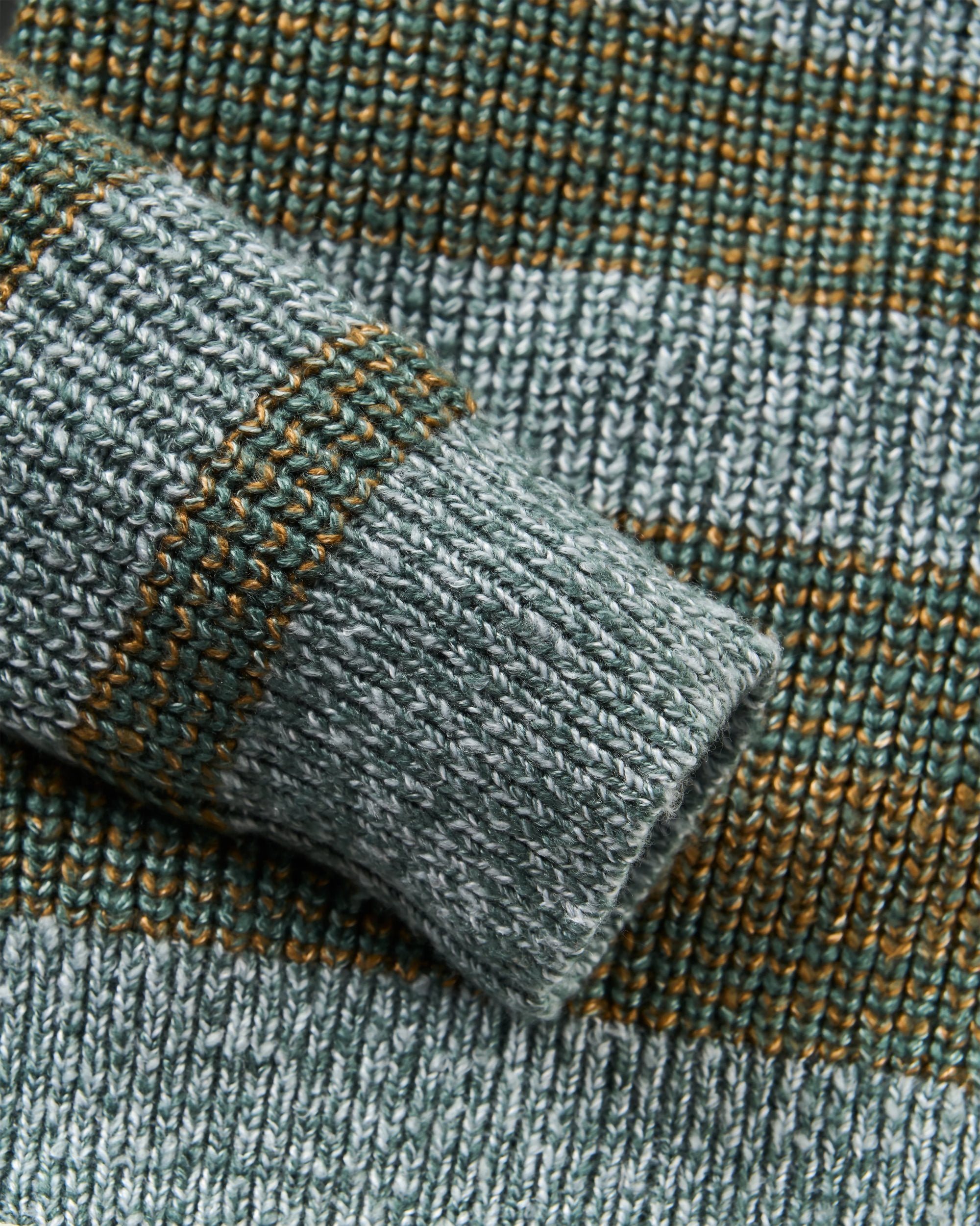 Fog Recycled Knitted Jumper - Faded Denim Multi Stripe - Flatlay