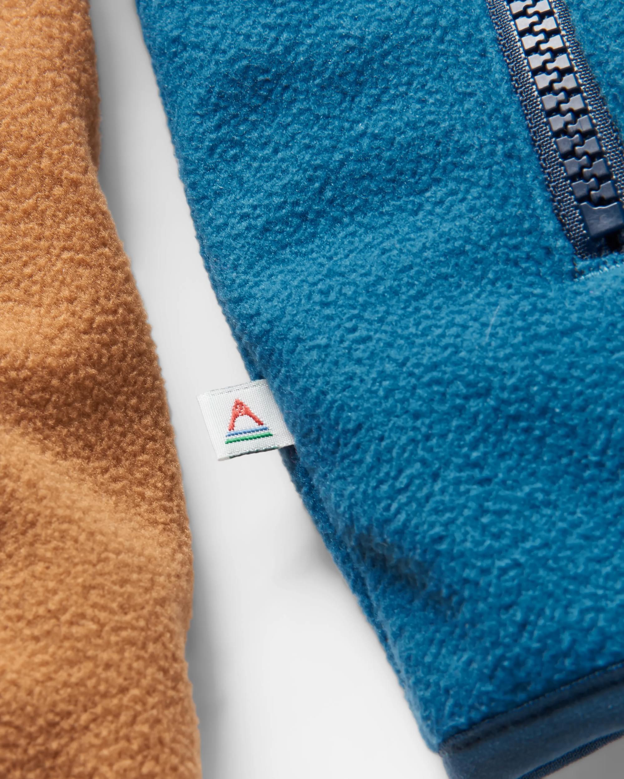 Set Off Recycled Polar 1/4 Zip Fleece - Toffee/Blue Steel - Flatlay