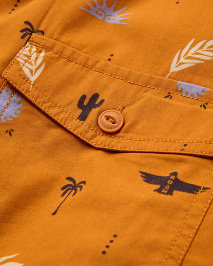 Acreage Organic Cotton Shirt - Sundial Retro Orange - Flatlay
