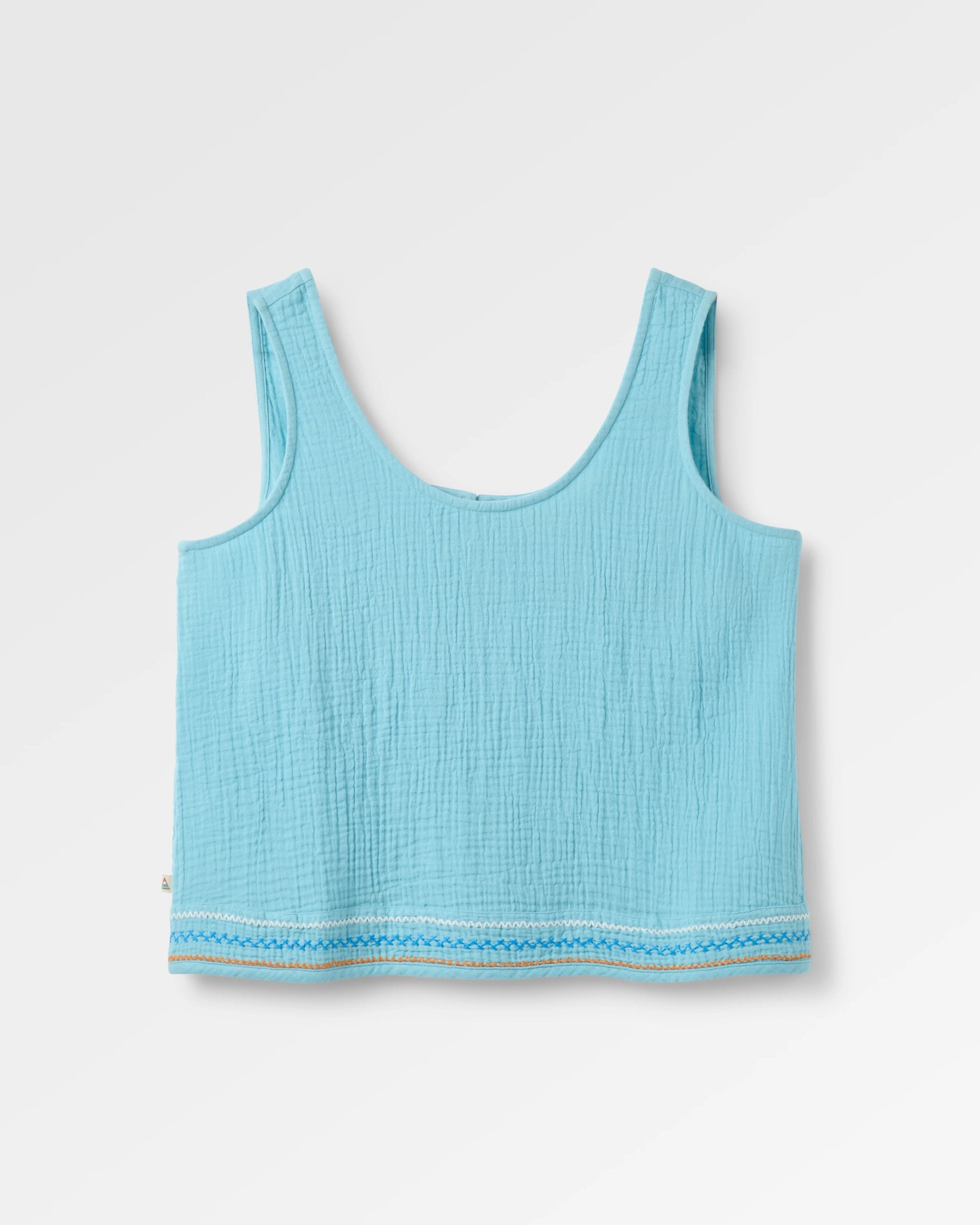 Waveney Top - Retro Blue  - Flatlay