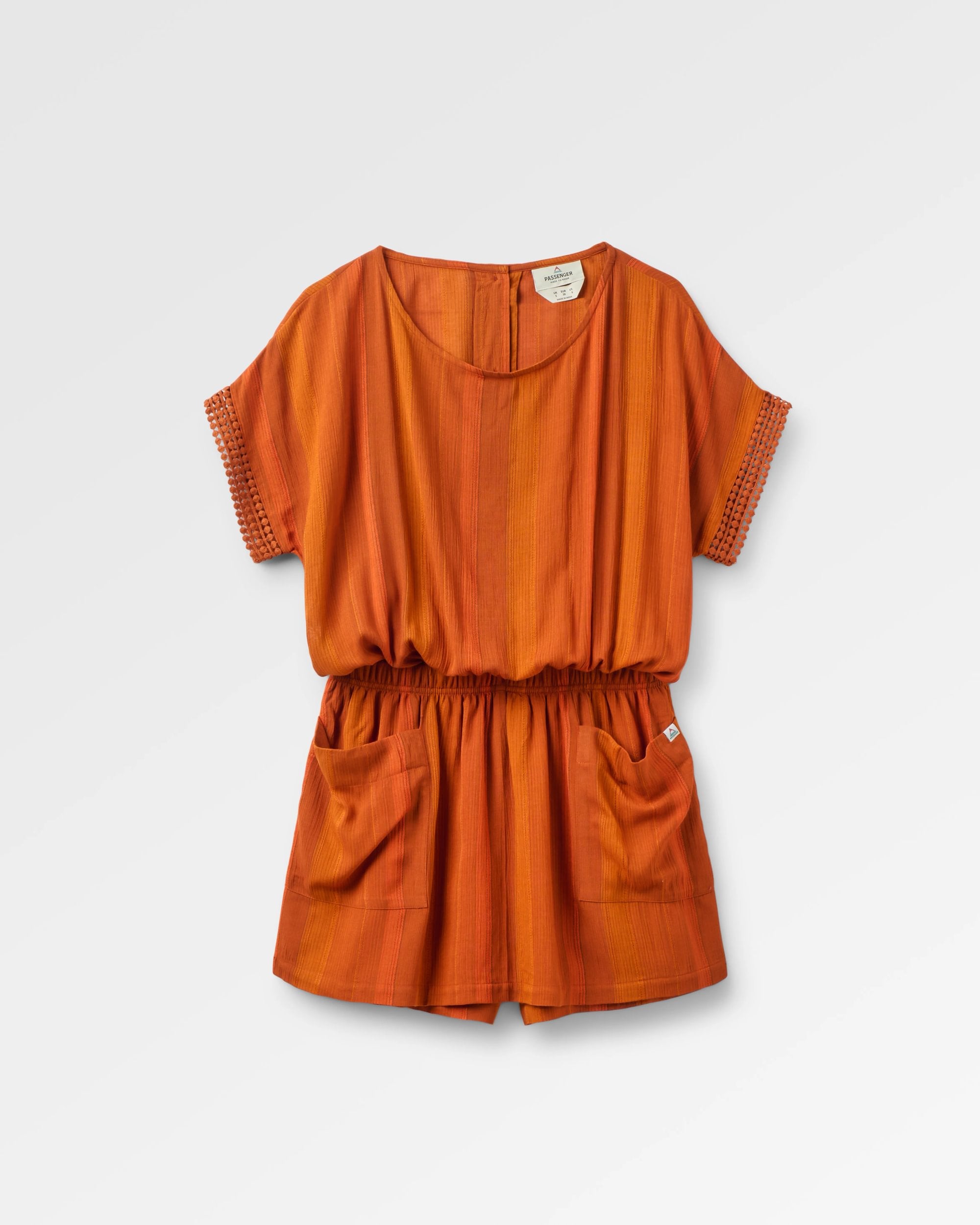 Clarity Short Skort Dress - Ember Orange Stripe - Flatlay
