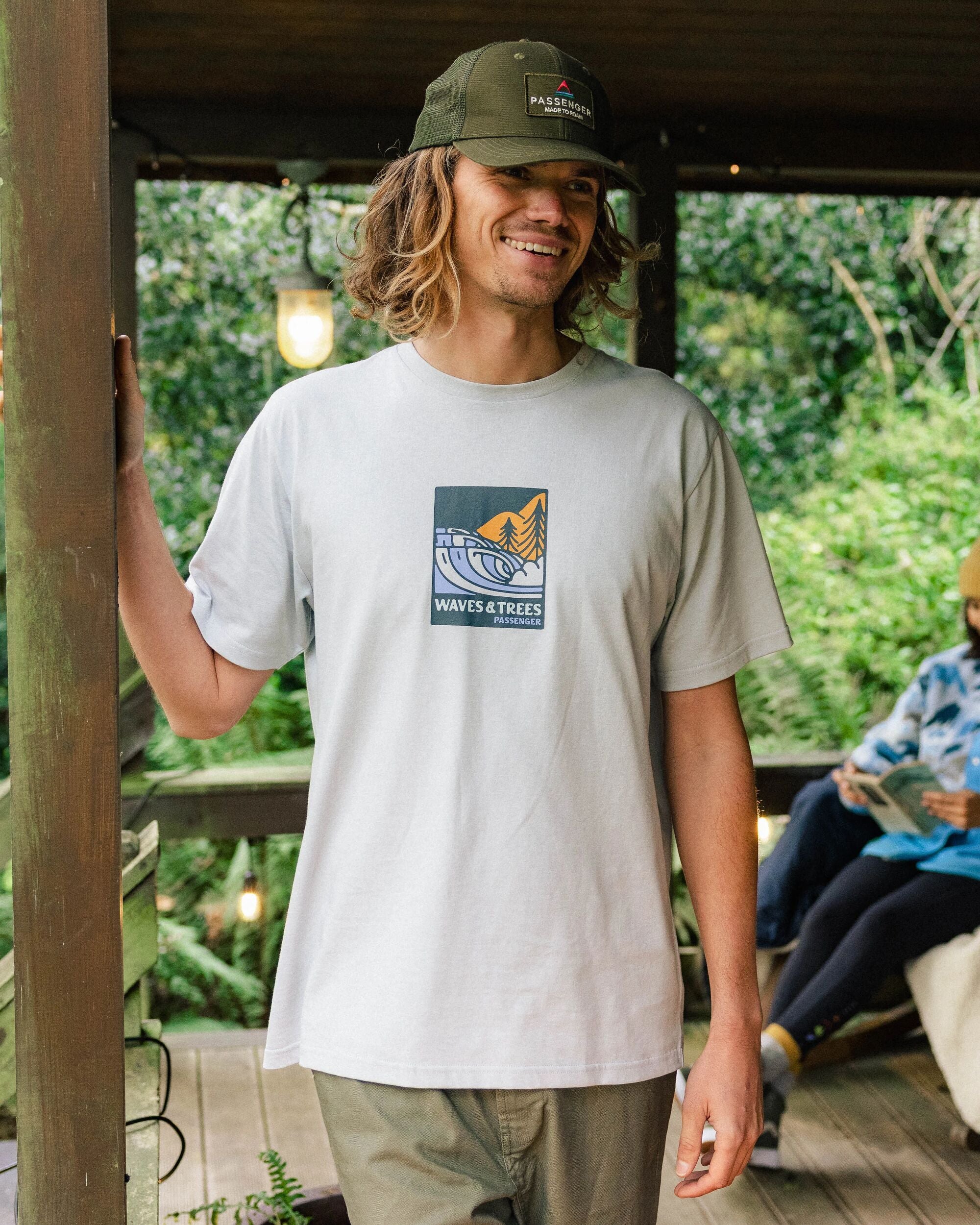 Waves & Trees Organic Cotton T-Shirt - Grey Blue - Lifestyle