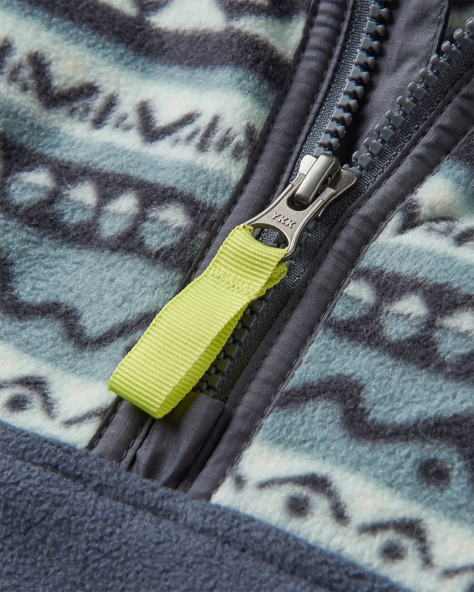 Set Off Recycled Polar 1/4 Zip Fleece - Mountain Geo Stormy Sea - Flatlay