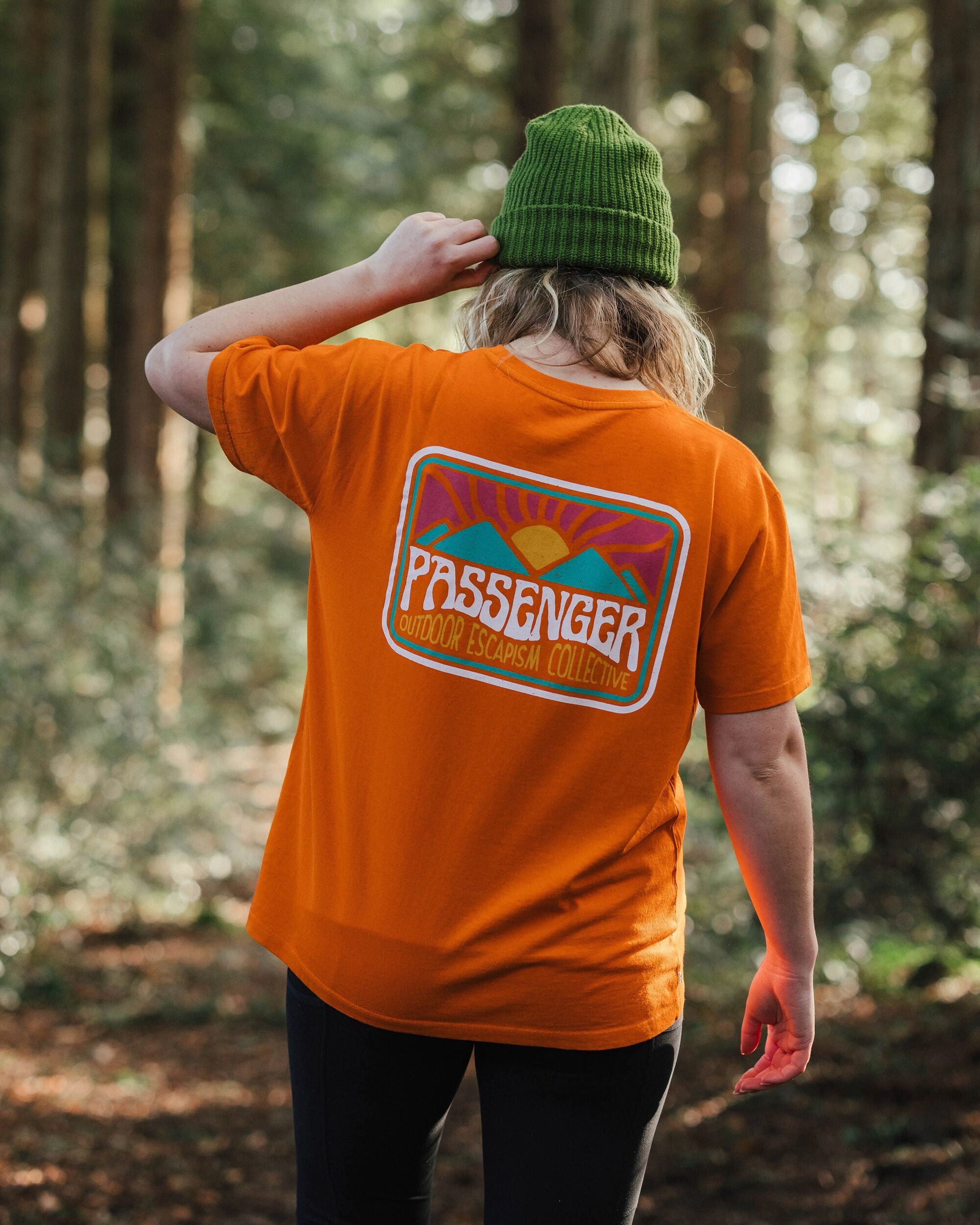 Golden Hour Recycled Cotton T-Shirt - Sunrise Orange - Lifestyle