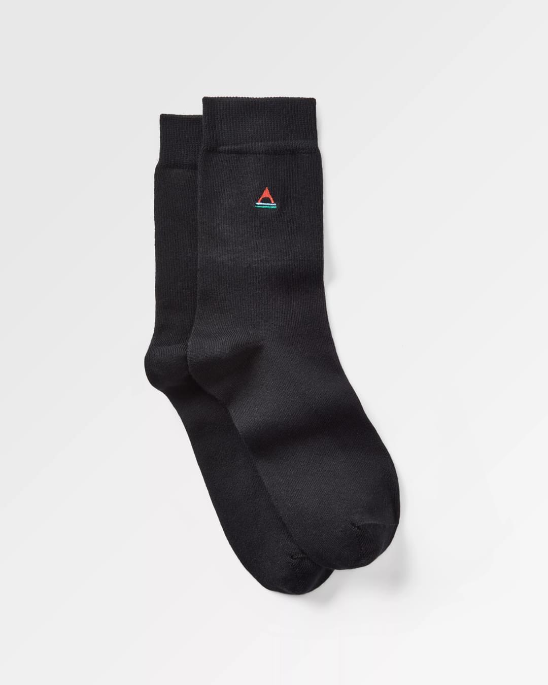 Organic Crew Socks - Black - Flatlay