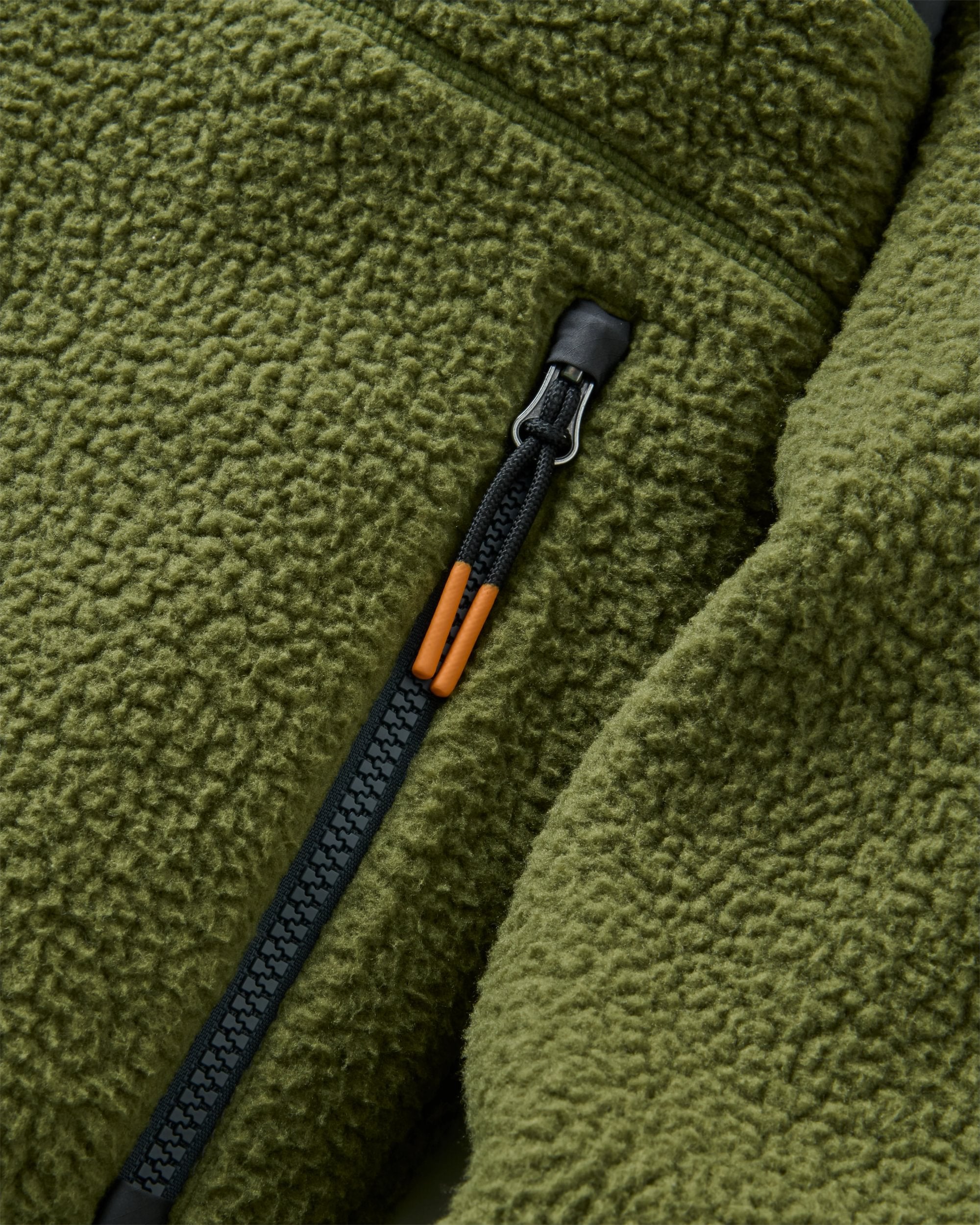 Offgrid Full Zip Hooded Sherpa Fleece - Khaki - Flatlay