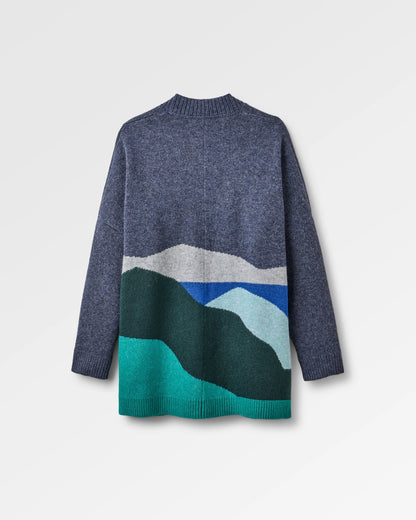 Scenic Recycled Long Knitted Cardigan - Scenic Rich Navy - Flatlay