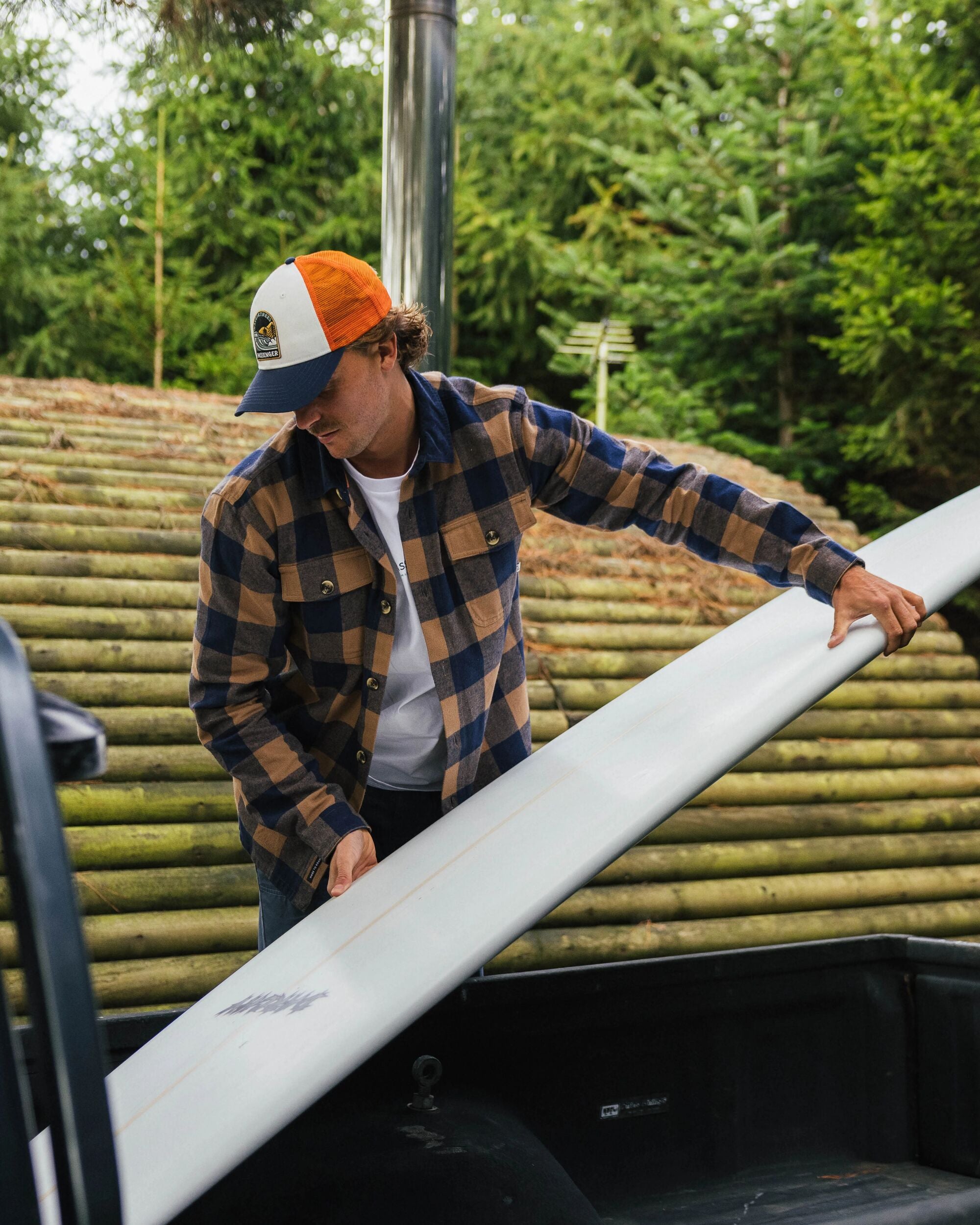 Rustic Organic Cotton Shirt - Toffee/Rich Navy Buffalo - Lifestyle