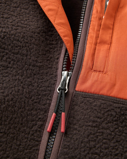 Offgrid Sherpa Fleece Vest - Dark Rust/Espresso - Flatlay