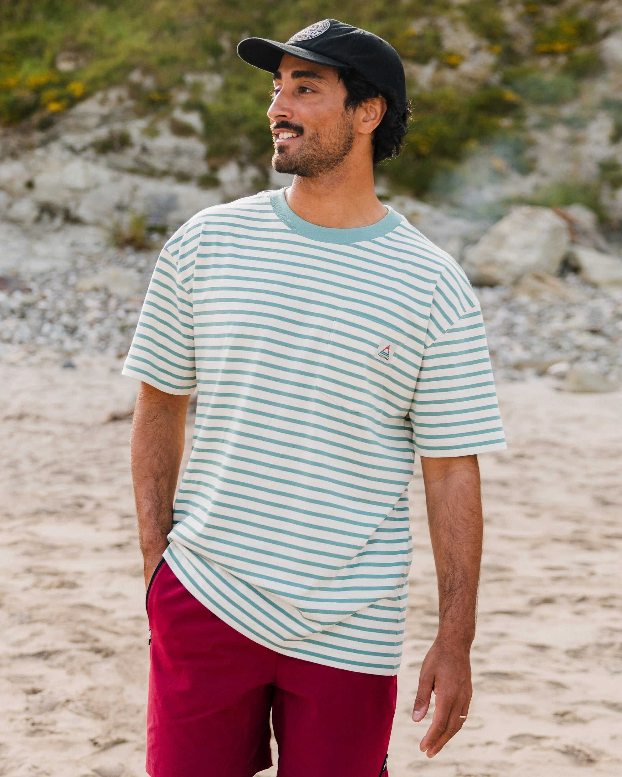 Zen Recycled Cotton Relaxed Fit T-Shirt - Deep Sea Stripe - Lifestyle