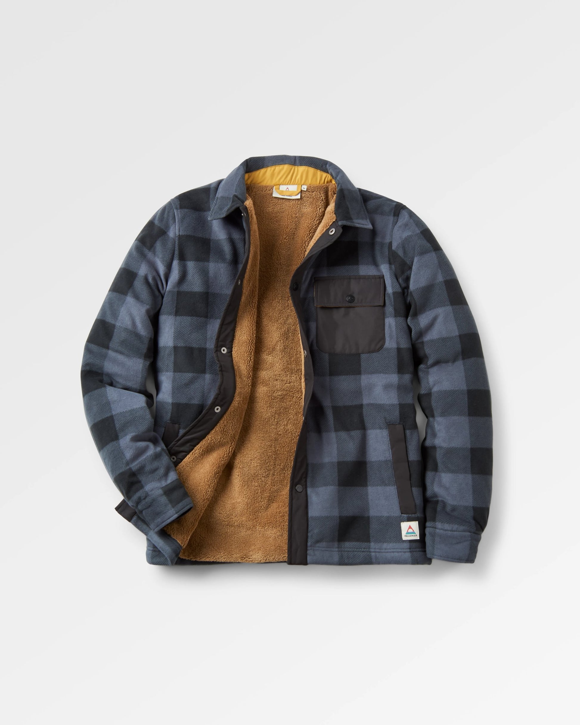 Firelight Sherpa Lined Overshirt - Storm Grey Buffalo - Flatlay