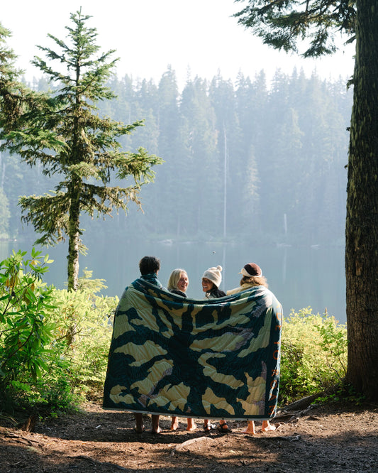 Cabin Recycled Sherpa Blanket - Abstract Mountain Green