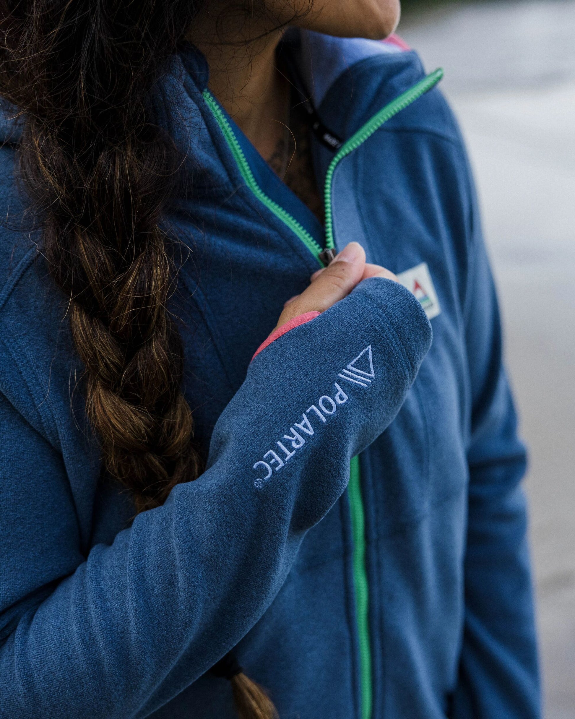 Women's Crest Polartec® Fleece Hoodie - Dark Denim Marl