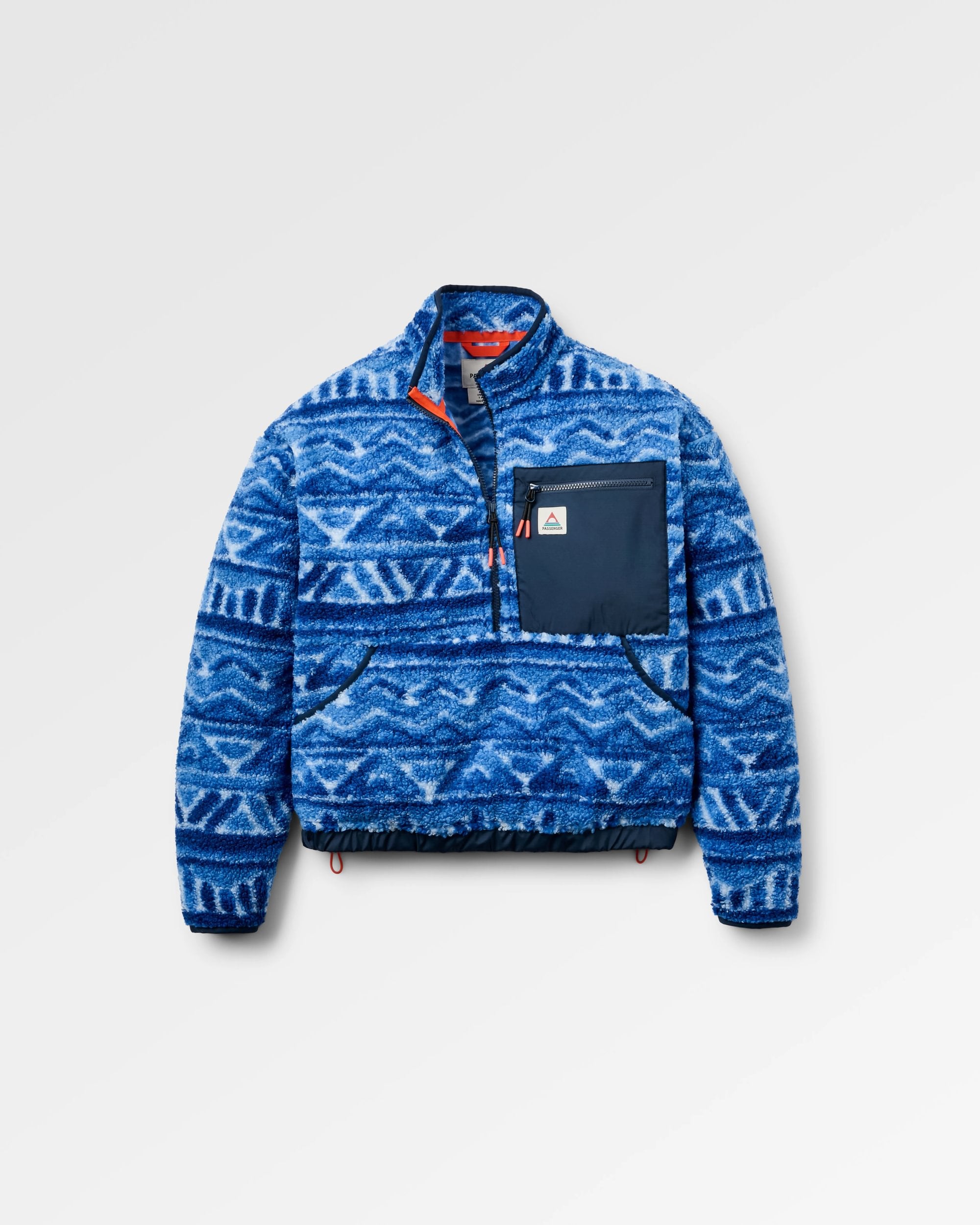 Ravi Recycled Sherpa Fleece - Tracks Electric Blue - Flatlay
