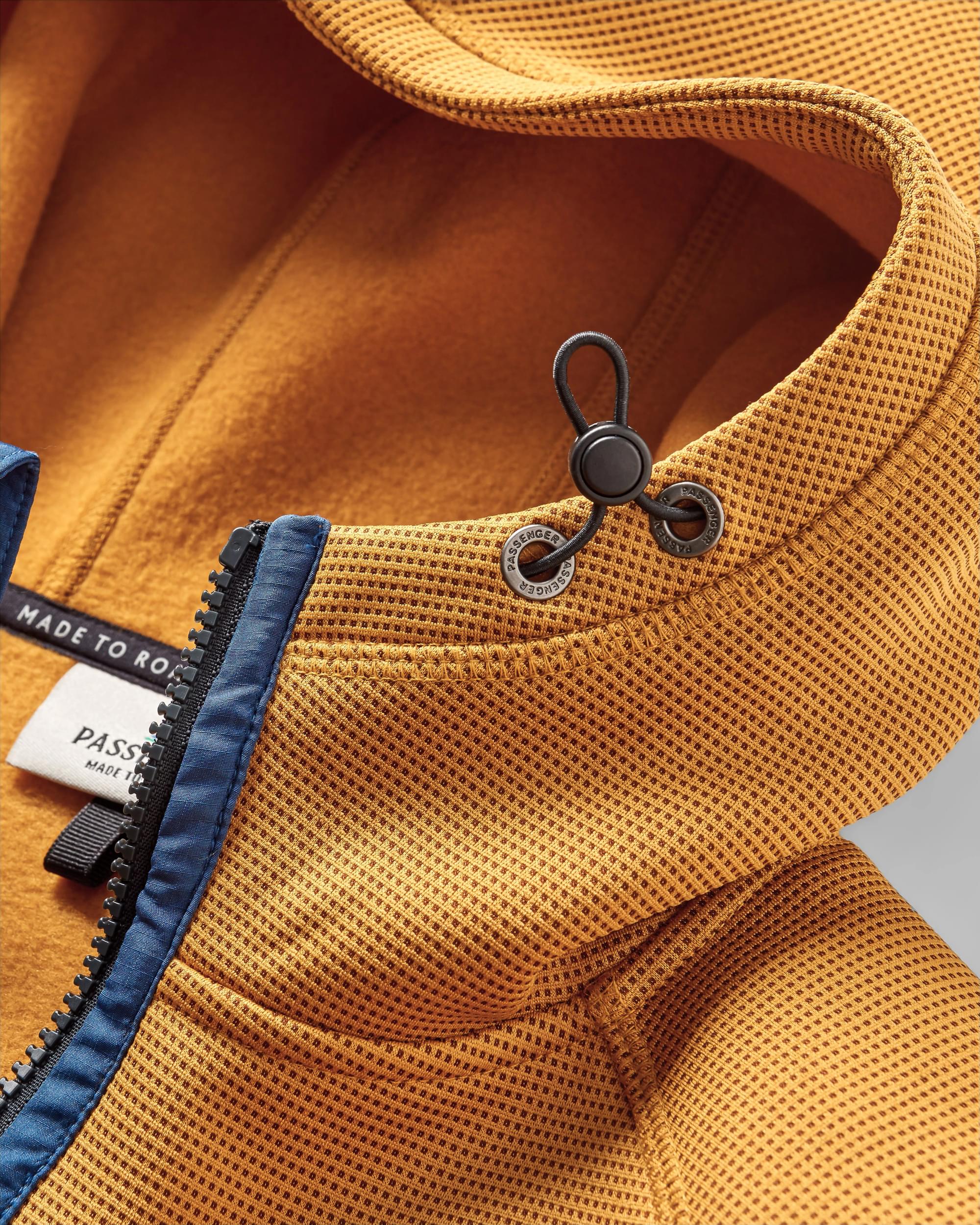 Vertical Full Zip Hooded Recycled Fleece - Dusty Ochre - Flatlay