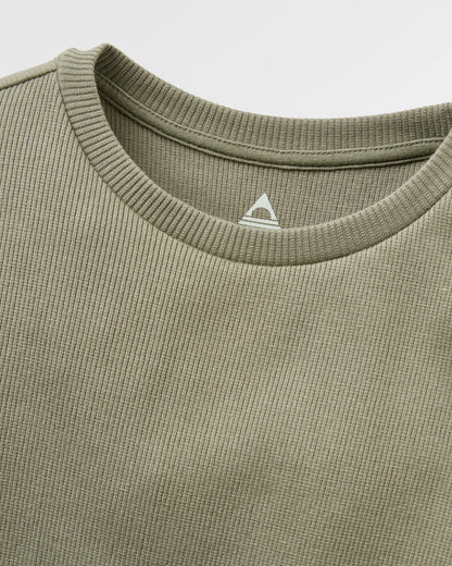 Out There Ribbed Cropped T-Shirt - Dusty Olive - Flatlay