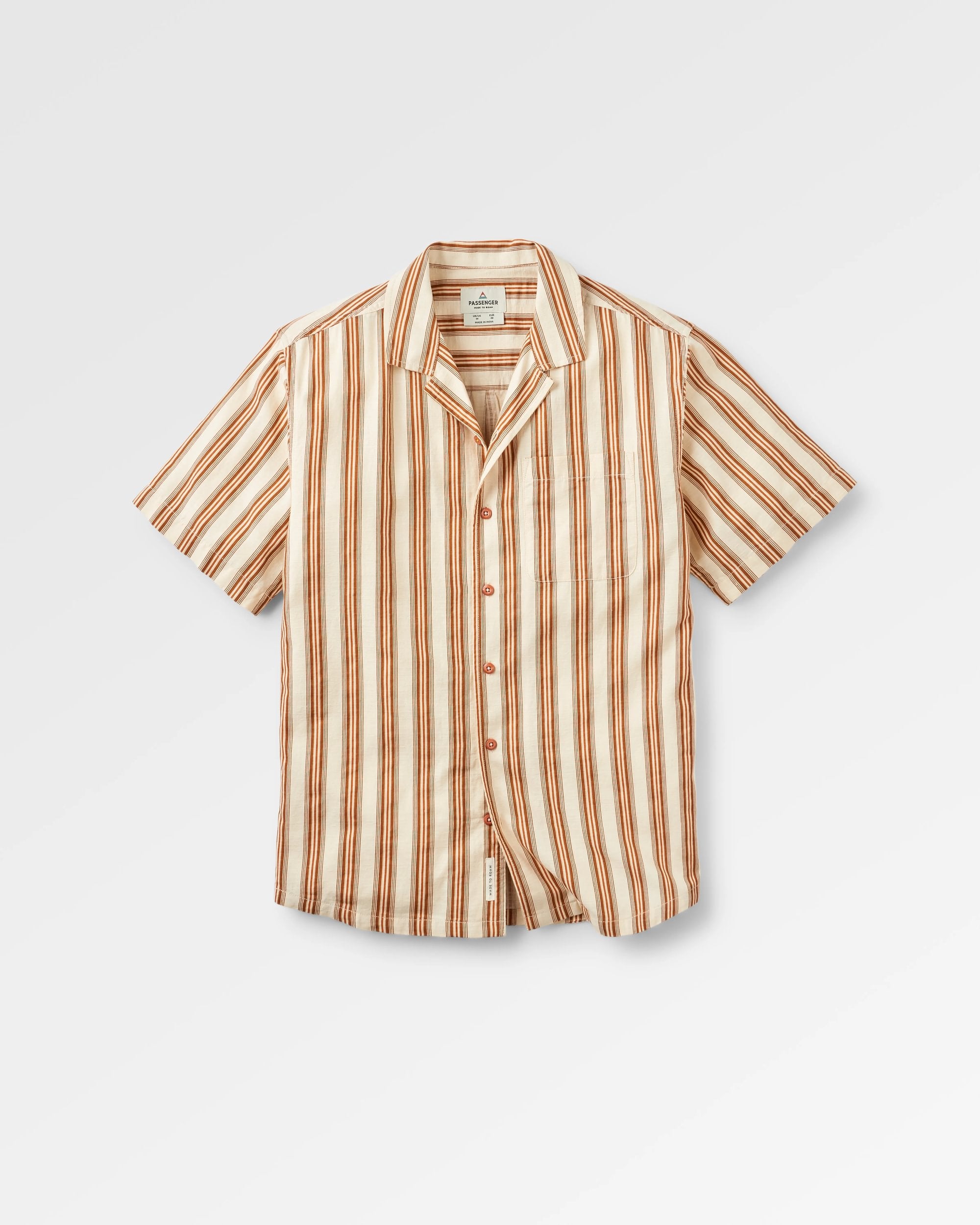 Cove Organic Textured Shirt - Sunset Orange Stripe - Flatlay