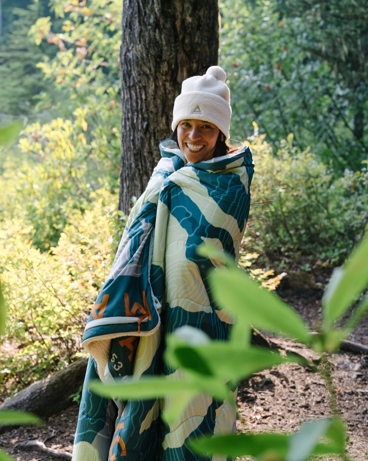 Cabin Recycled Sherpa Blanket - Abstract Mountain Green