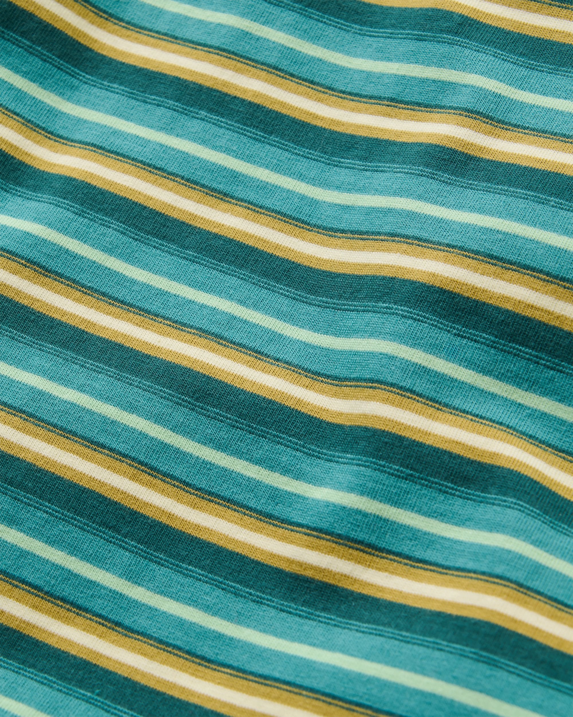 Retro Relaxed Fit T-Shirt - Ocean Teal Multi Stripe - Flatlay