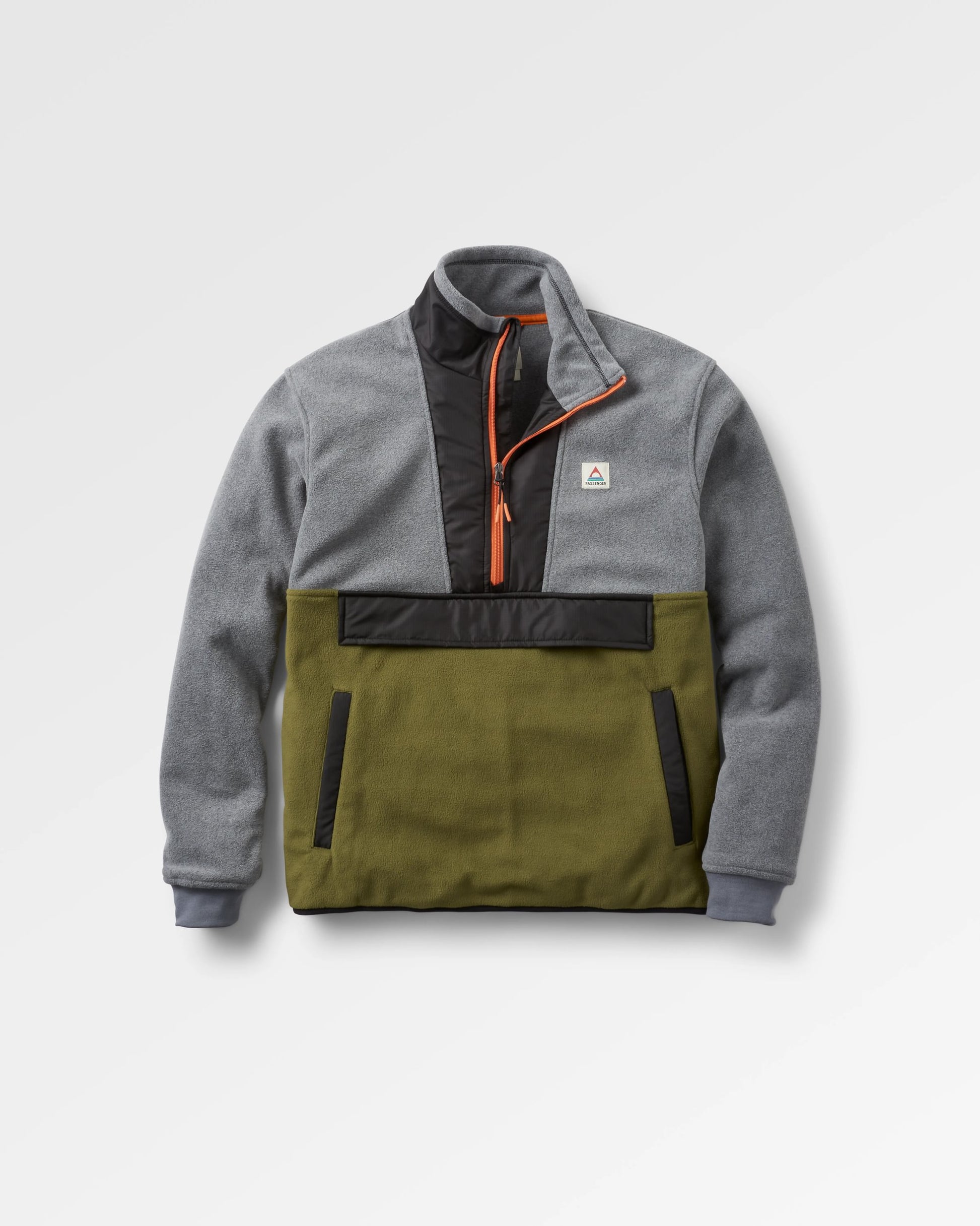 Woodland Hoodless Recycled Polar Fleece - Grey Marl/Khaki