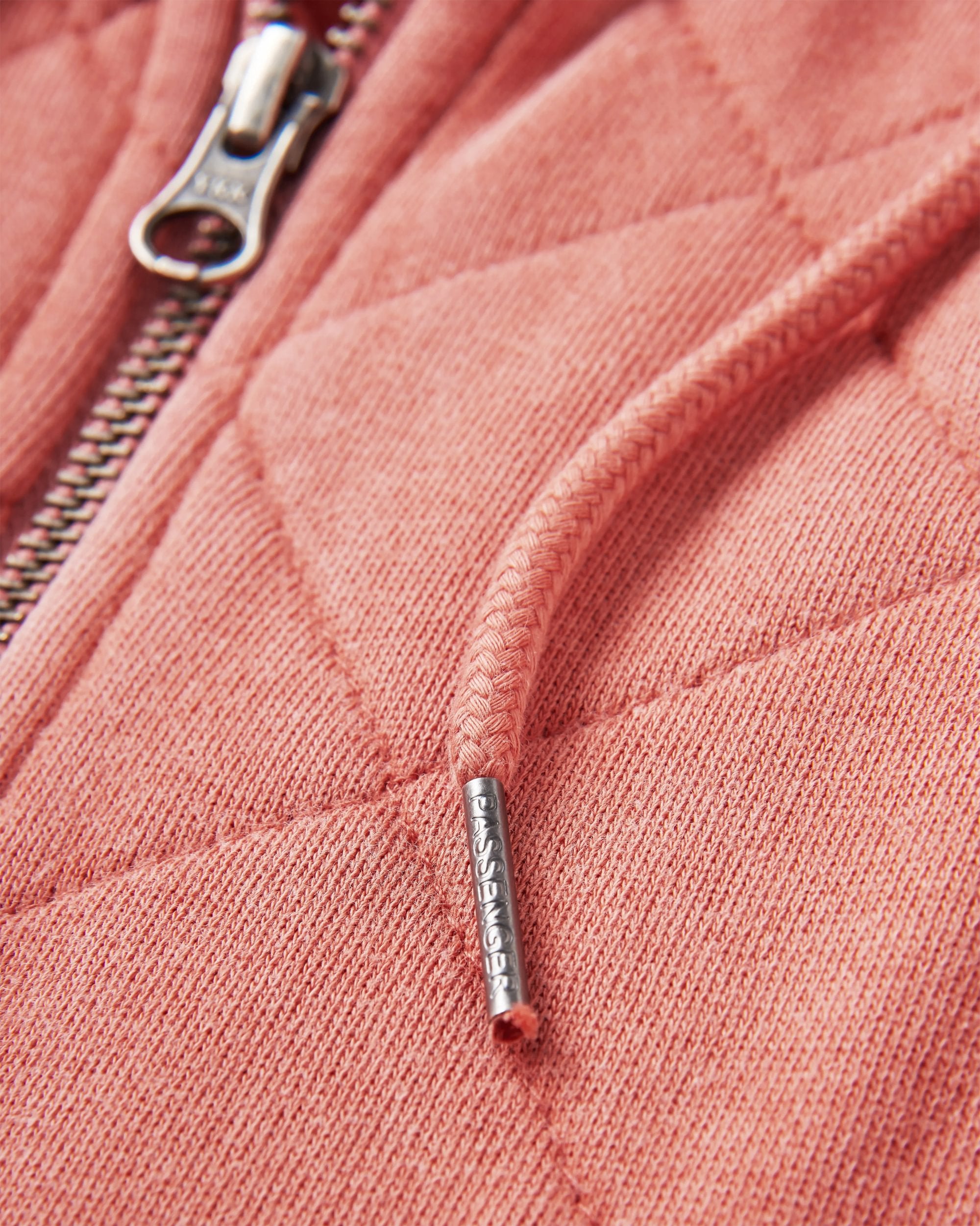 Getaway Recycled Quilted Full Zip Hoodie - Burnt Orange - Flatlay