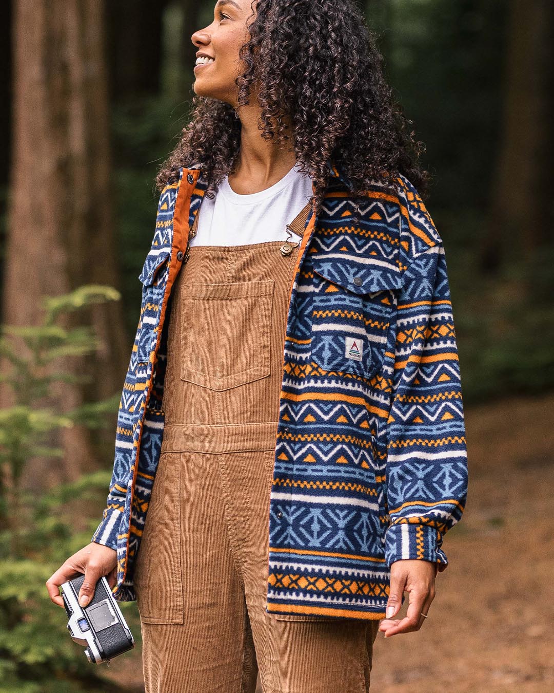 East Recycled Polar Oversized Shirt - Homespun Stripe Navy