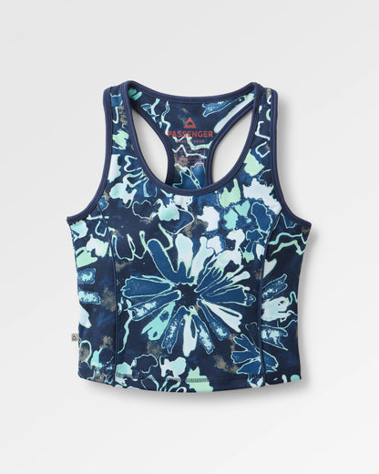 Mantra Recycled Active Crop Top - Frost Ice Blue - Flatlay