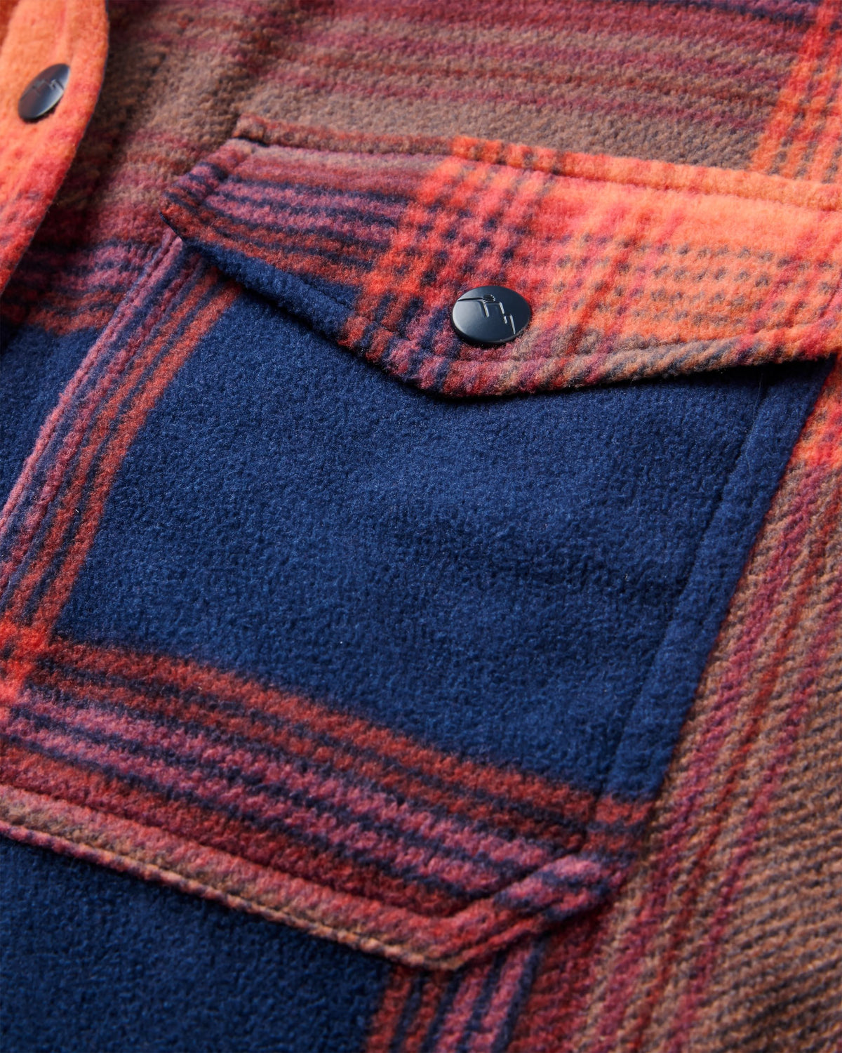 East Polar Fleece Shirt - Rich Navy/ Red Ochre Check - Flatlay