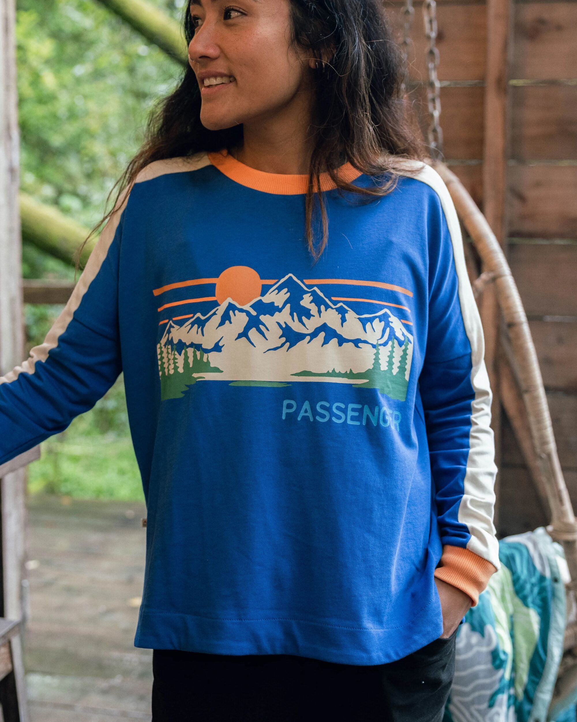 Hilltop Organic Cotton LS T-Shirt - Azure Blue - Lifestyle