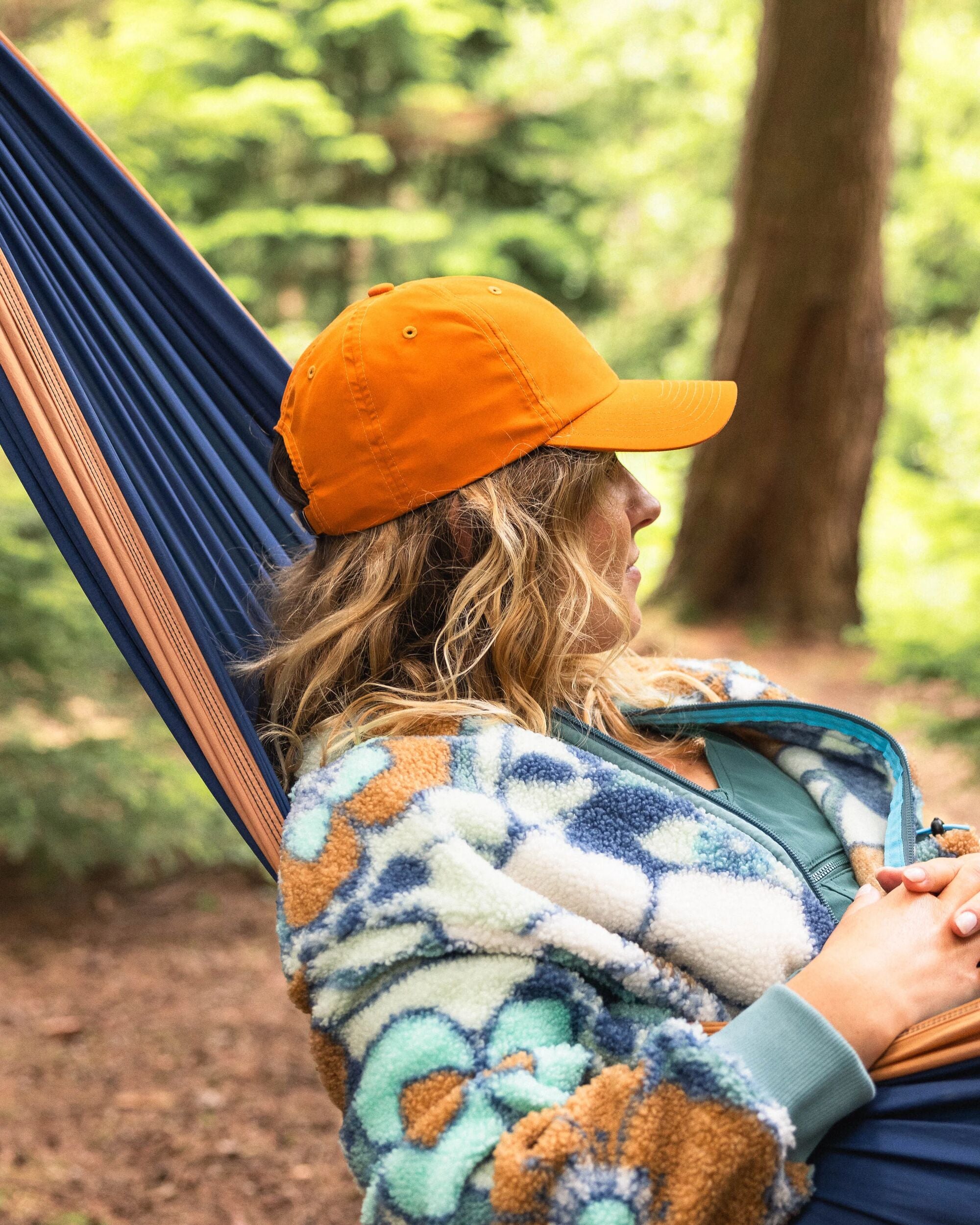 Classic Light Recycled 6 Panel Cap - Sunrise Orange - Lifestyle - Female