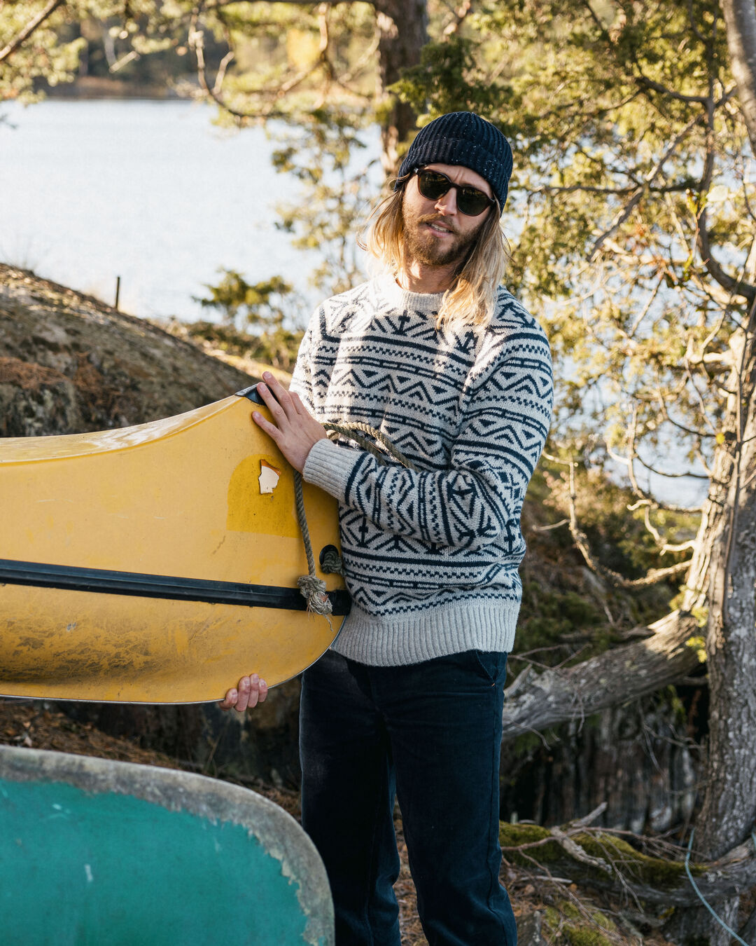 Cutback Fairisle Knitted Jumper - Grey Marl - Lifestyle