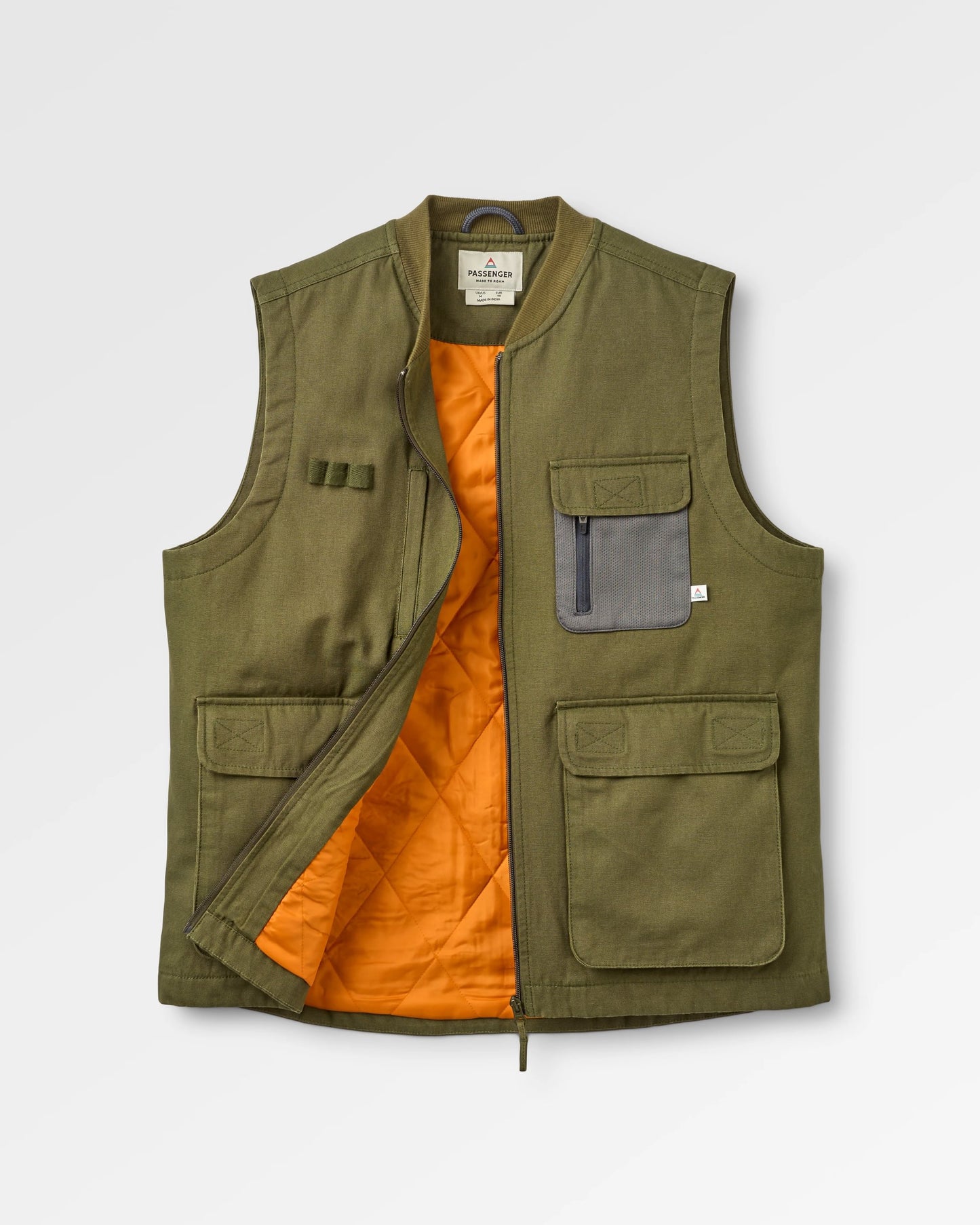 Explorers Organic Cotton Canvas Vest - Khaki - Flatlay