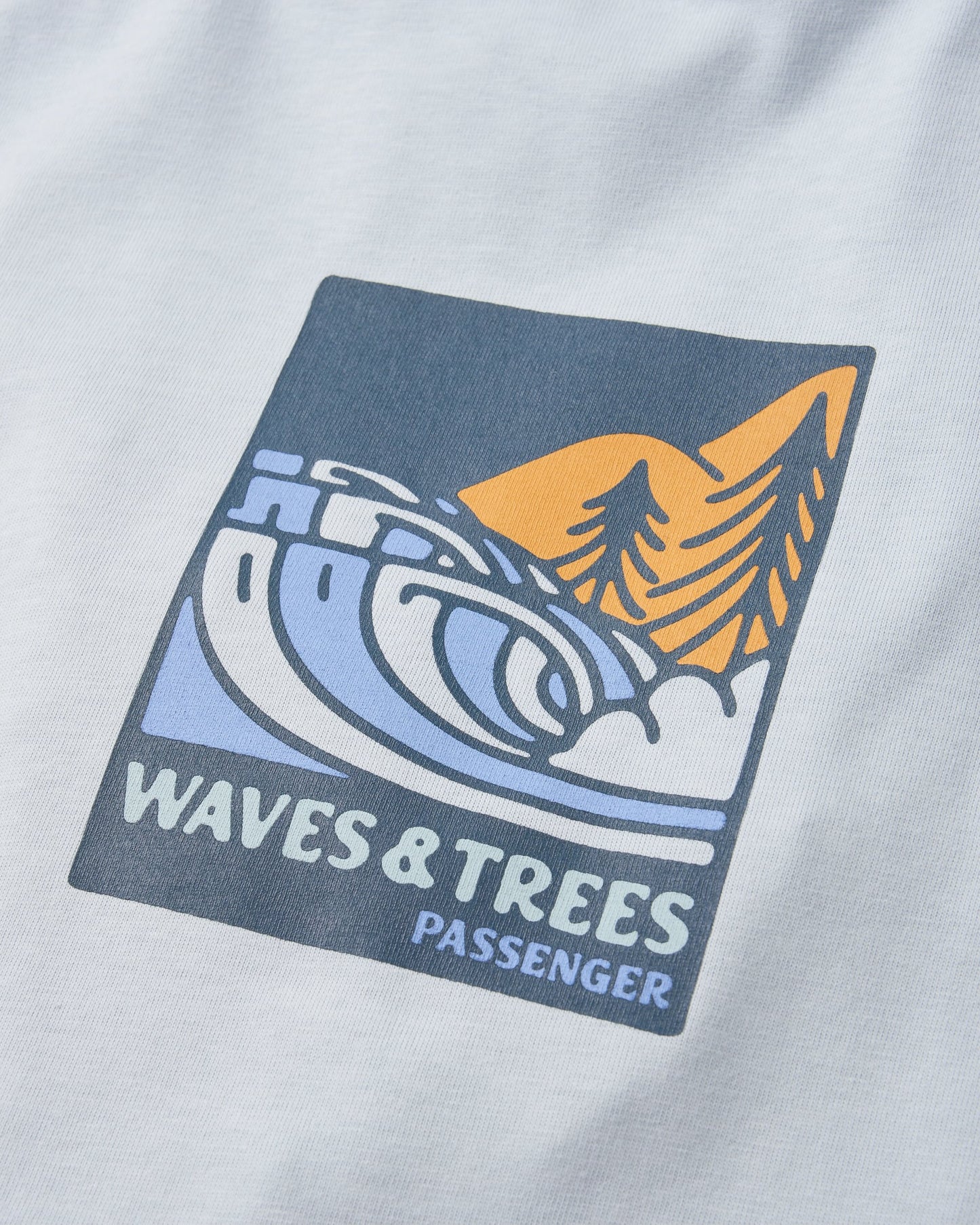 Waves & Trees Organic Cotton T-Shirt - Grey Blue