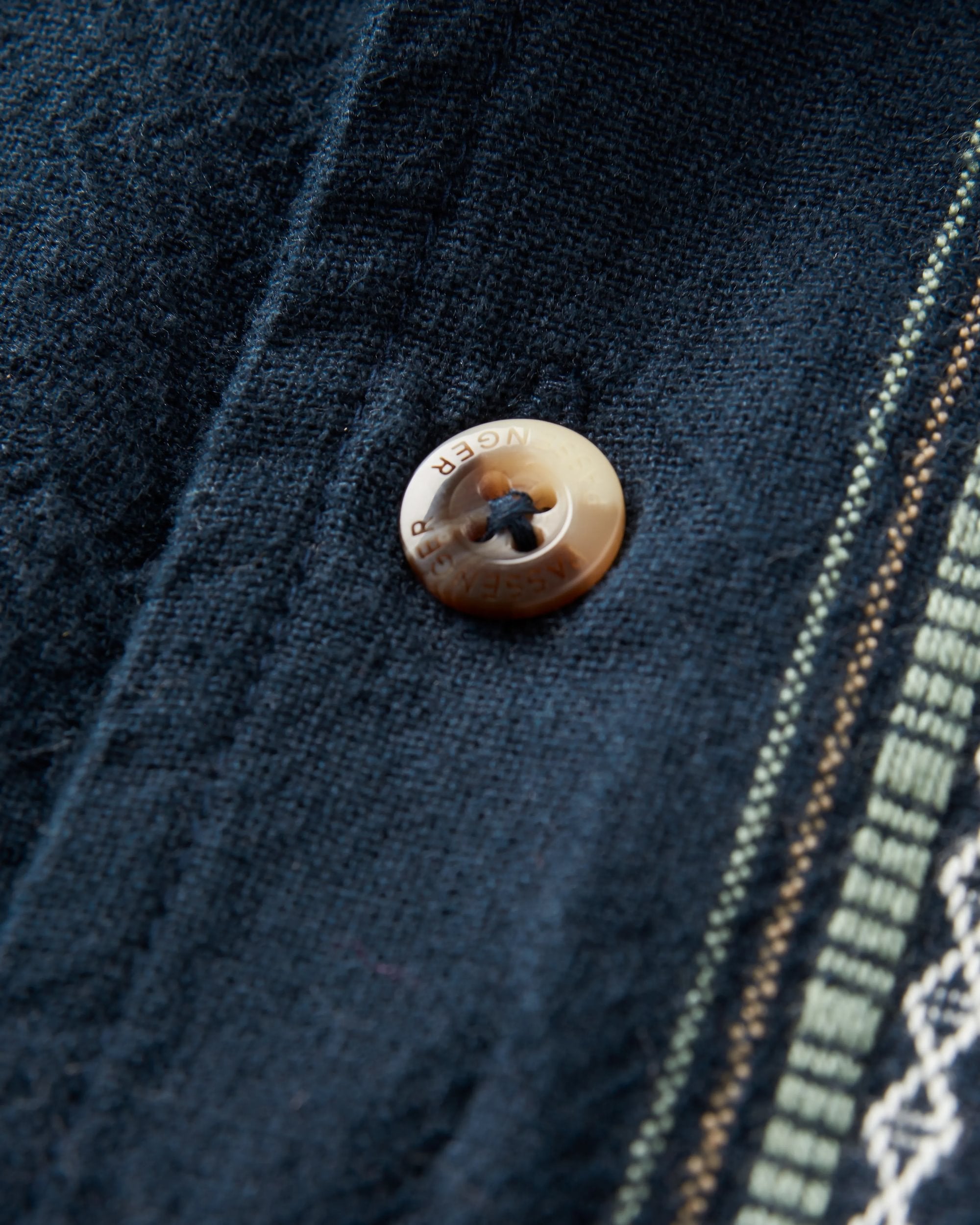 Cove Organic Cotton Short Sleeve Shirt - Deep Navy Jacquard Stripe - Flatlay