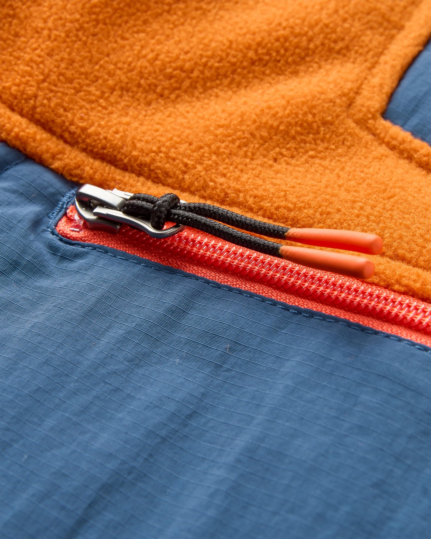 Alexander Recycled Hooded Polar Fleece  - Dark Denim/Sunset Orange - Flatlay