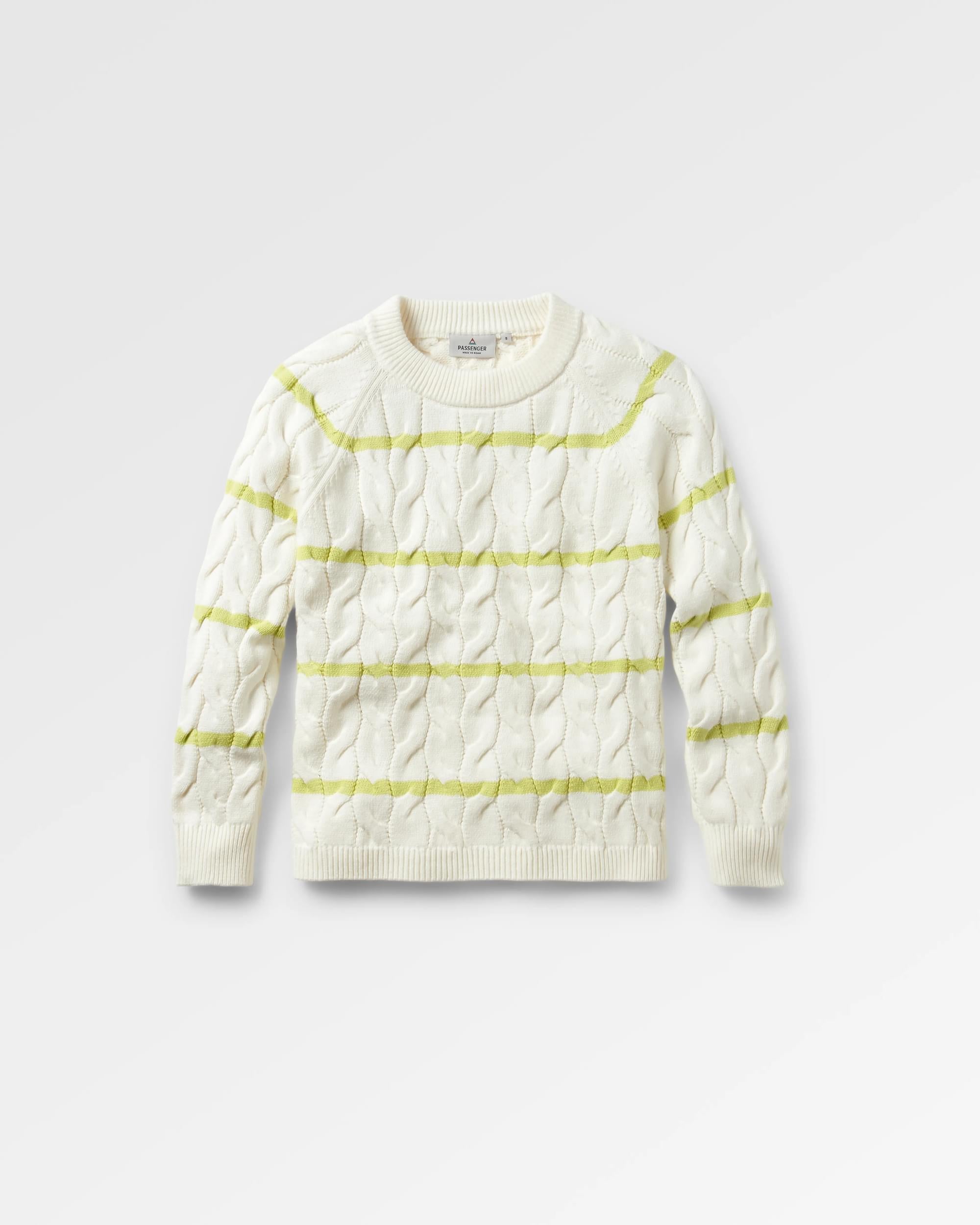 Comfort Stripe Organic Knitted Jumper - Lime Stripe - Flatlay