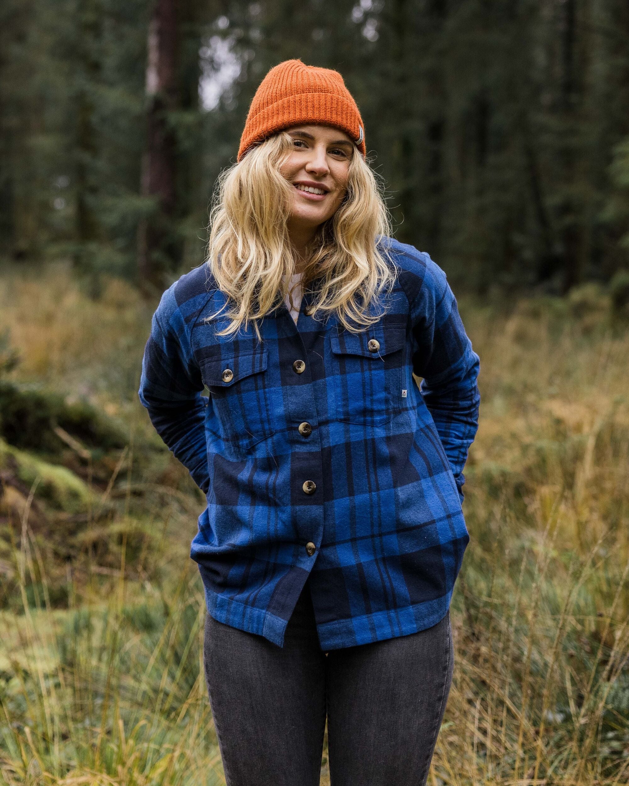 Harmony Organic Cotton Check Shirt - True Blue - Lifestyle